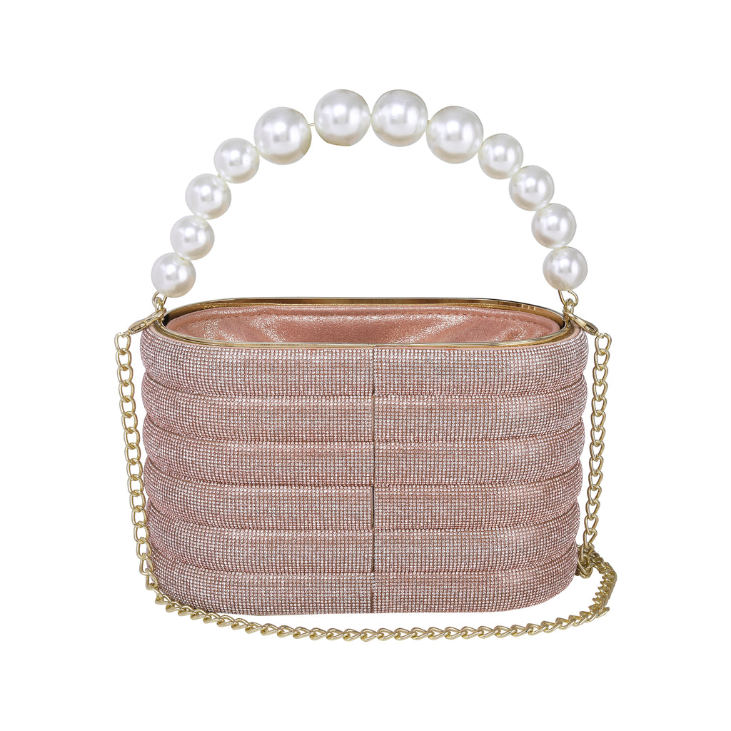 Rhinestone partyware bucket bag | Pink colour
