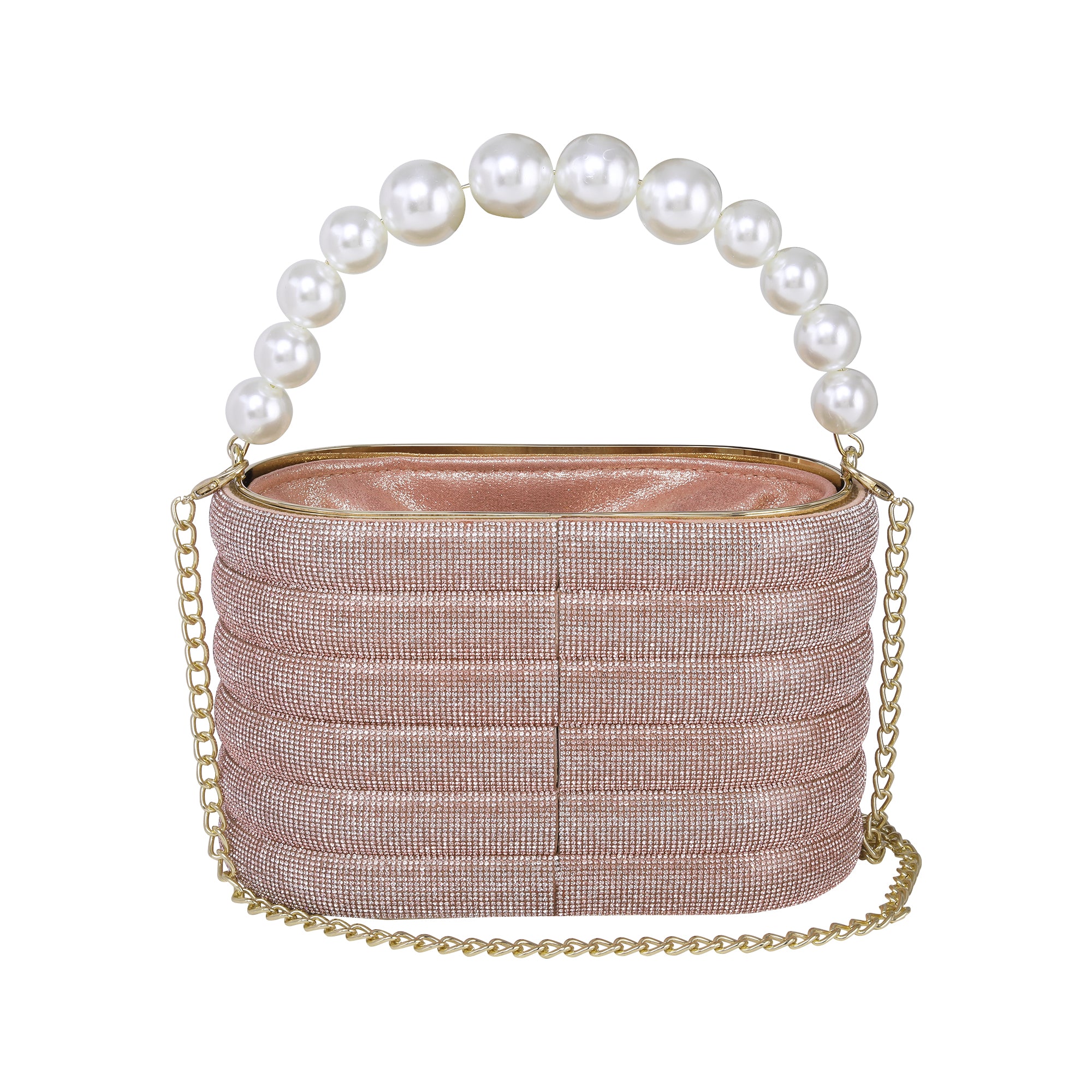 Rhinestone partyware bucket bag | Pink colour
