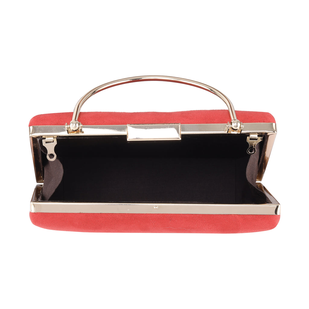 Plum red fabric clutch