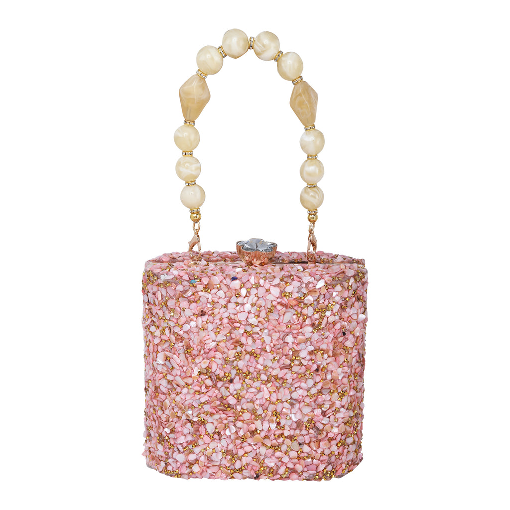 Pink Gravel Stone Metallic Evening Clutch