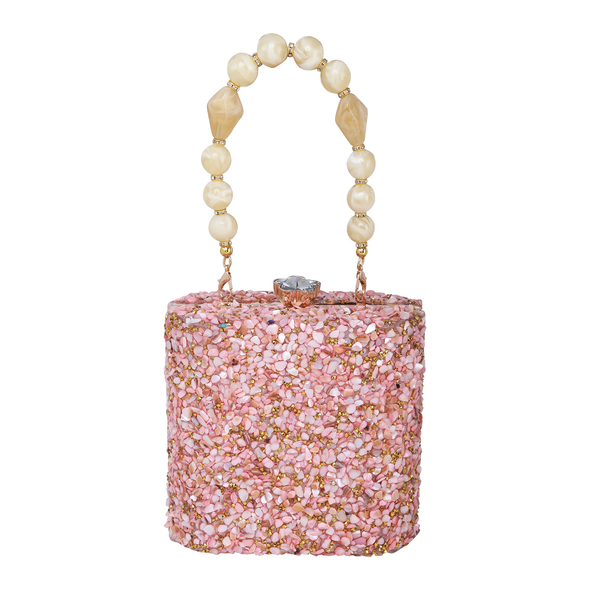 Pink Gravel Stone Metallic Evening Clutch