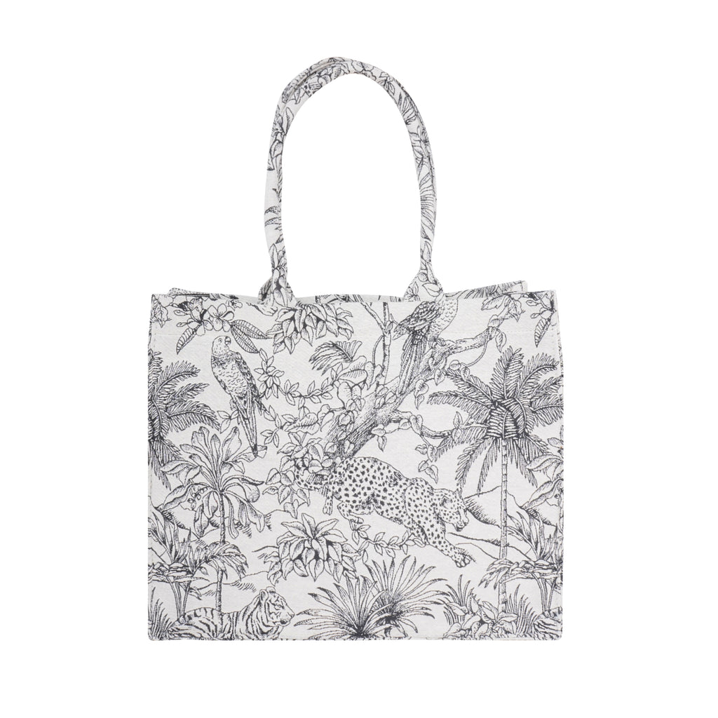 Jacquard embroidery luxury fashion tote bag with utility pouch
