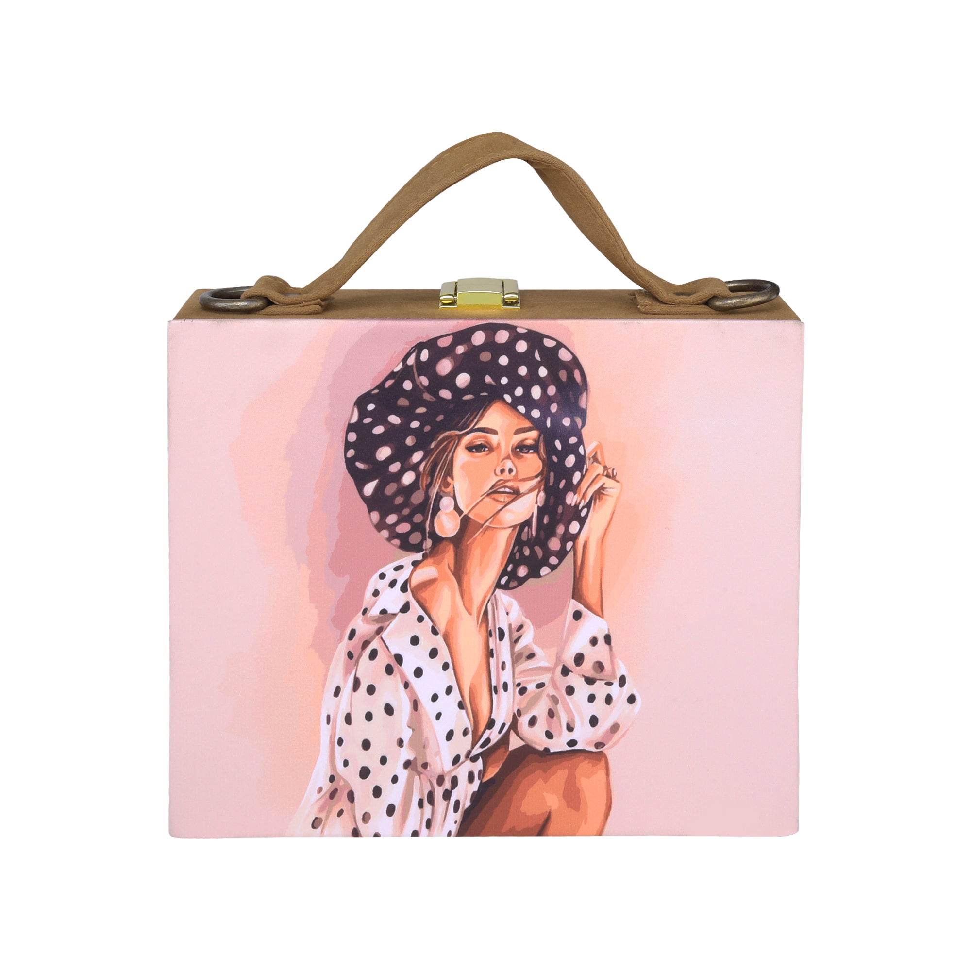Stylish Girl Printed Suitcase Style Clutch