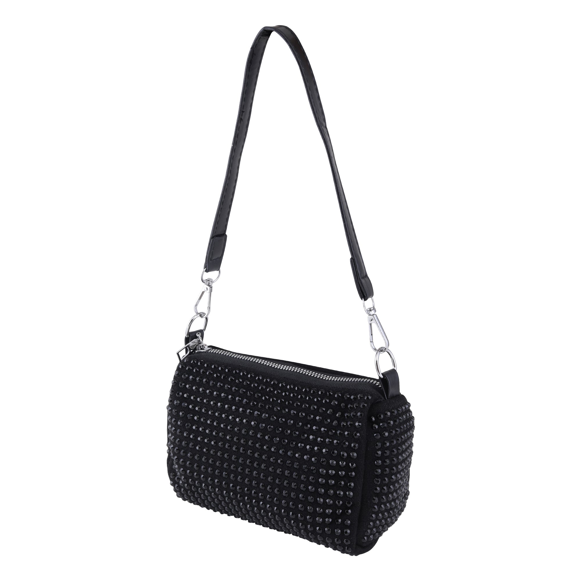 Rhine Stone Sling Bag | Black Colour | Made with high-quality rhinestones