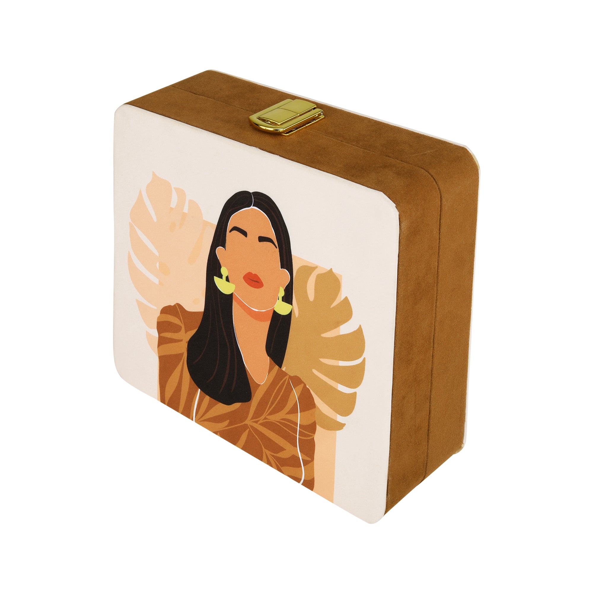 Women Portrait  Printed Suitcase Style Clutch