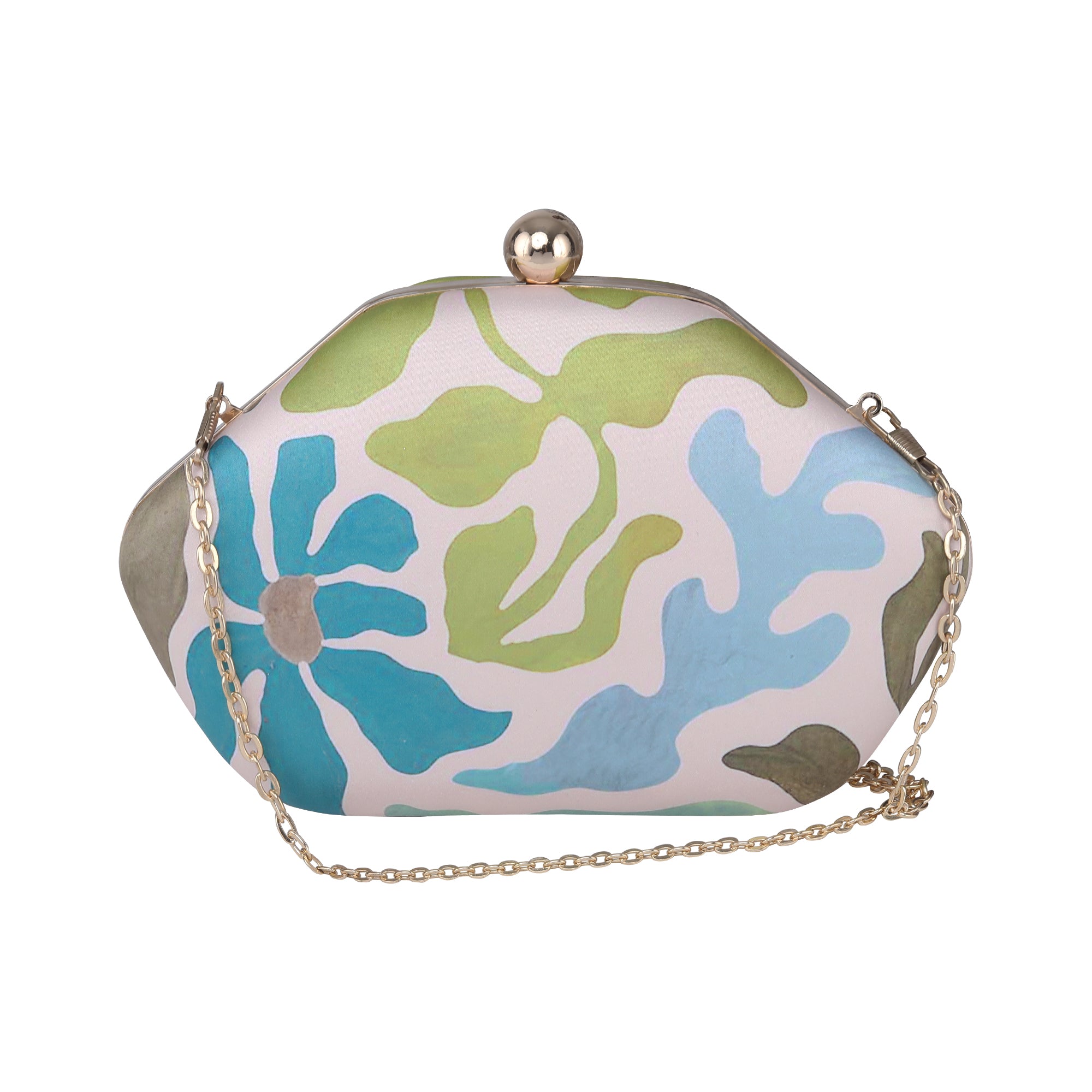 White Pastel Floral Printed Clutch