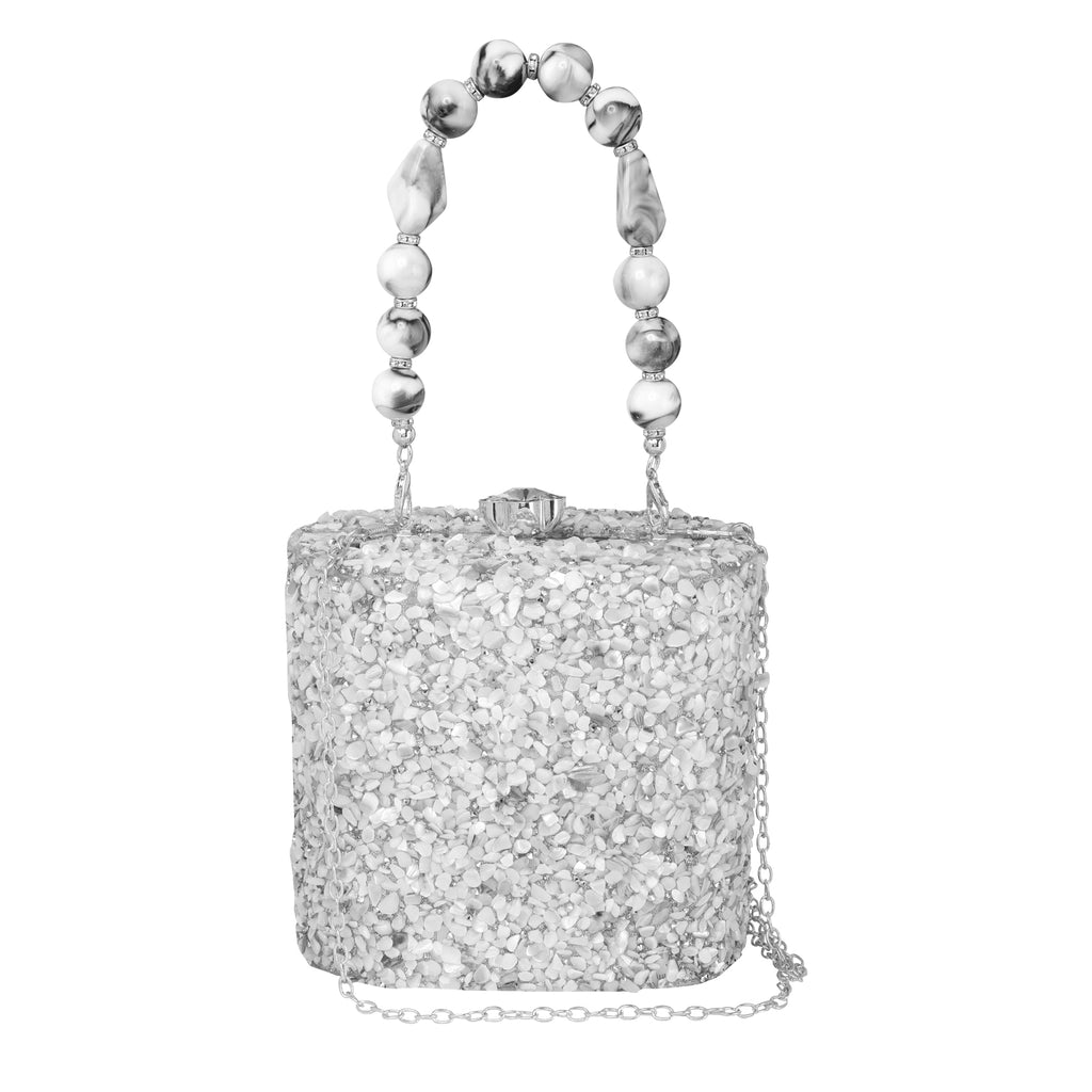 Grey Gravel Stone Metallic Evening Clutch
