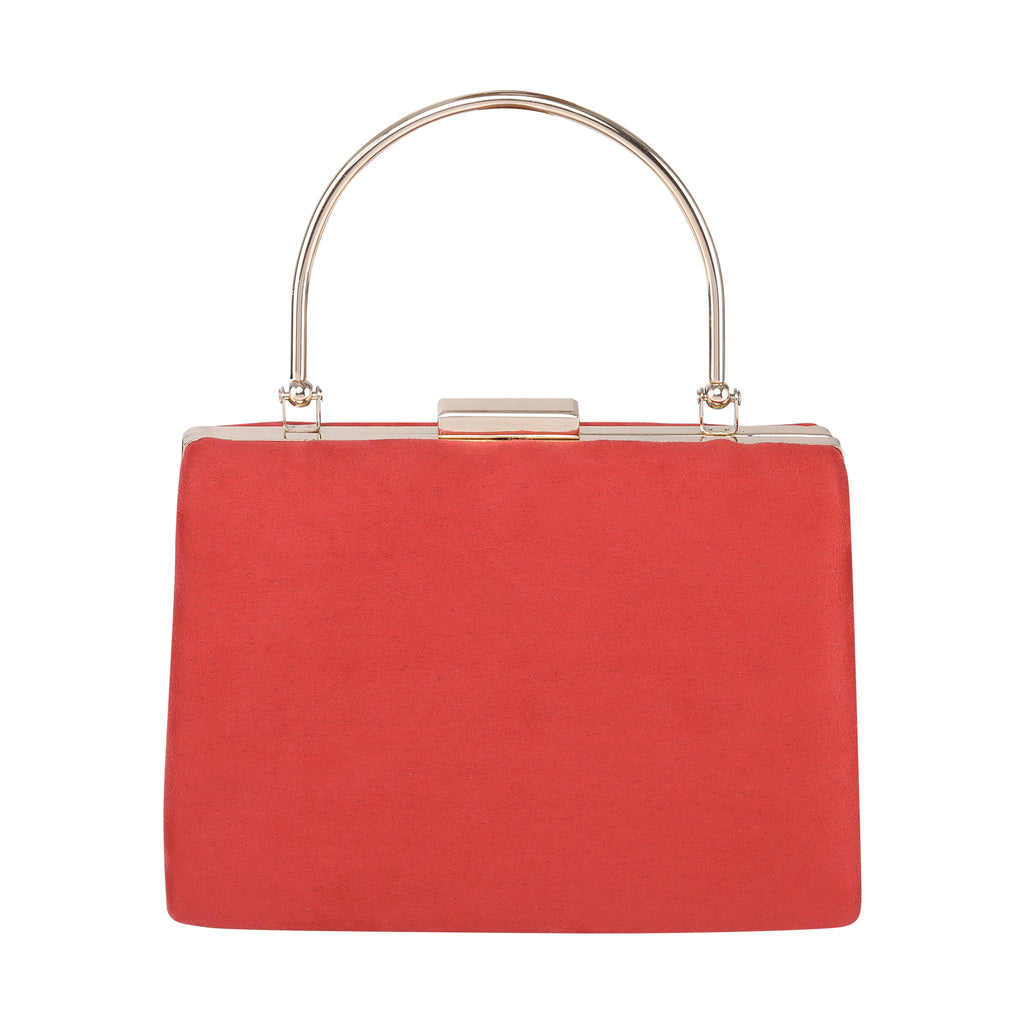 Plum red fabric clutch