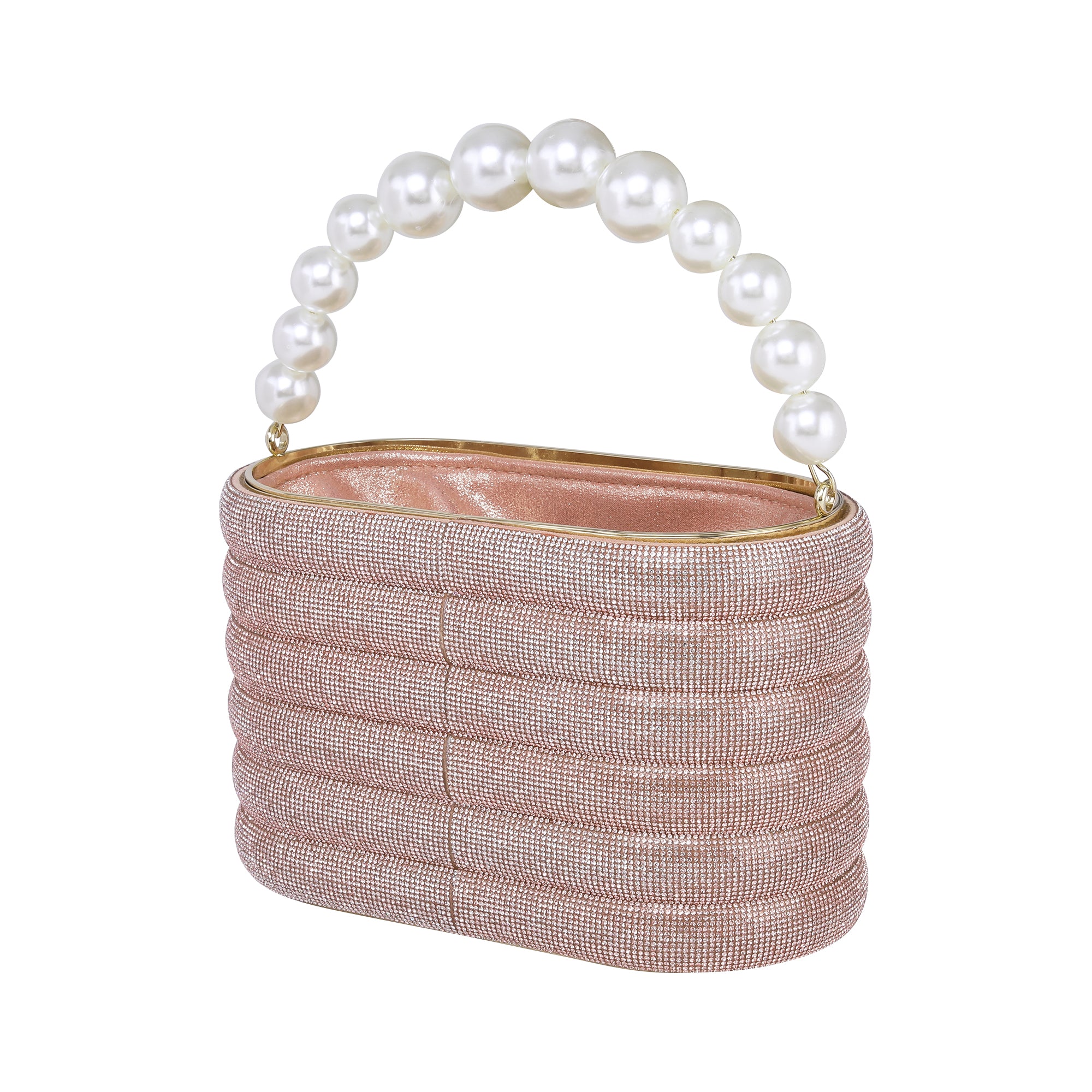 Rhinestone partyware bucket bag | Pink colour
