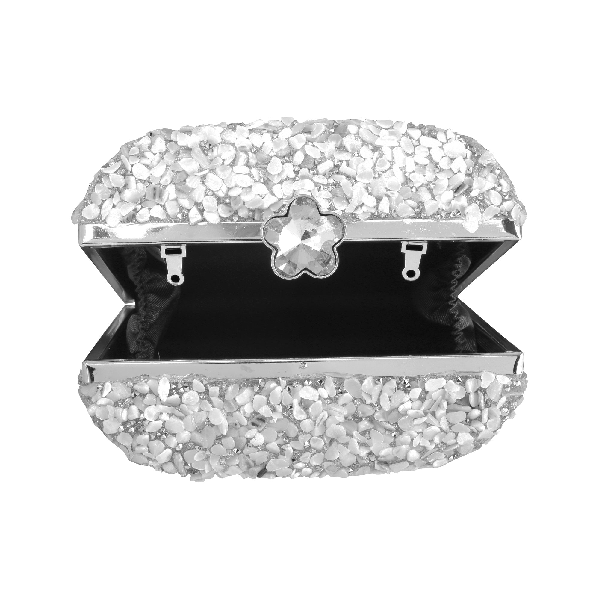 Grey Gravel Stone Metallic Evening Clutch