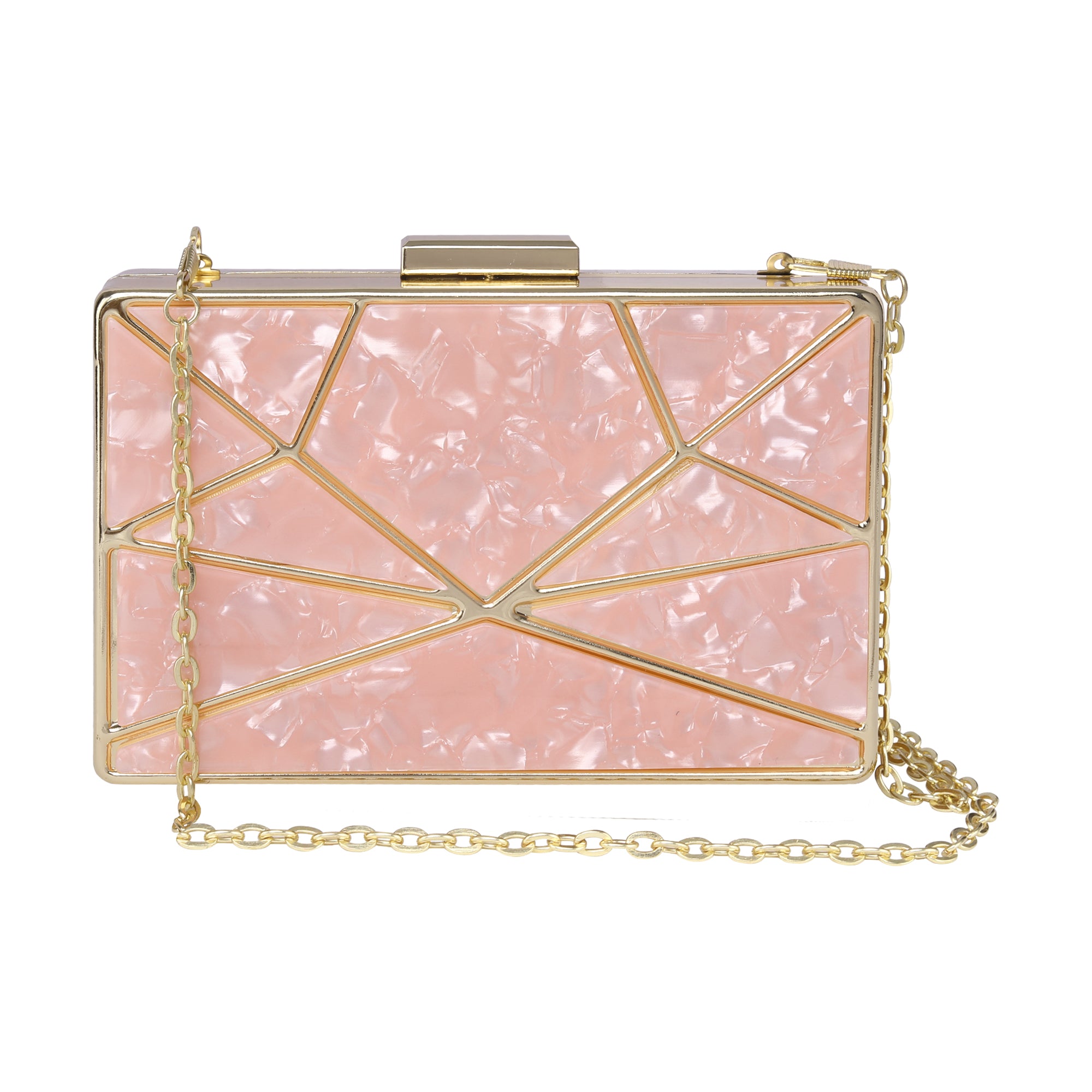 Pink Acrylic Cutout Metal Clutch
