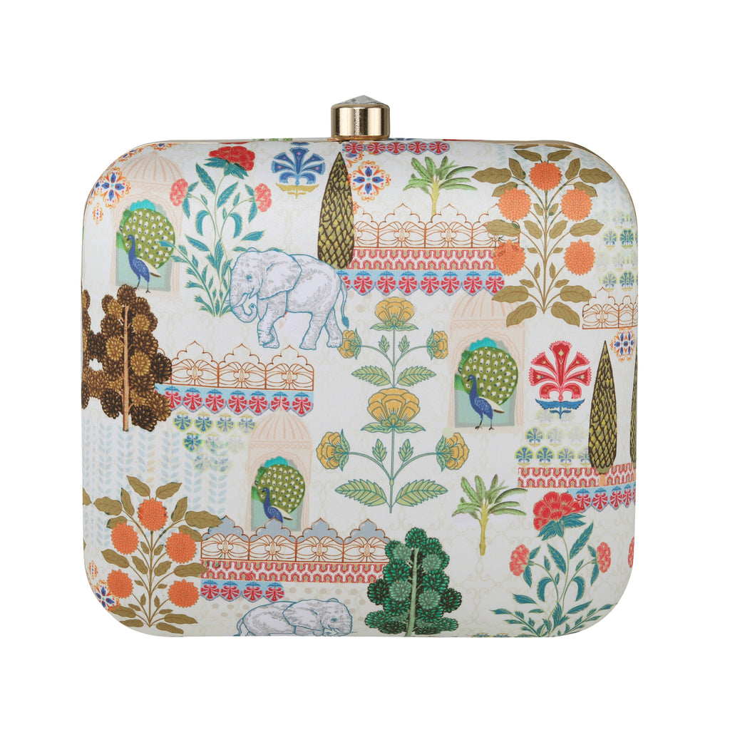 Traditional Mughal Garden printed clutch