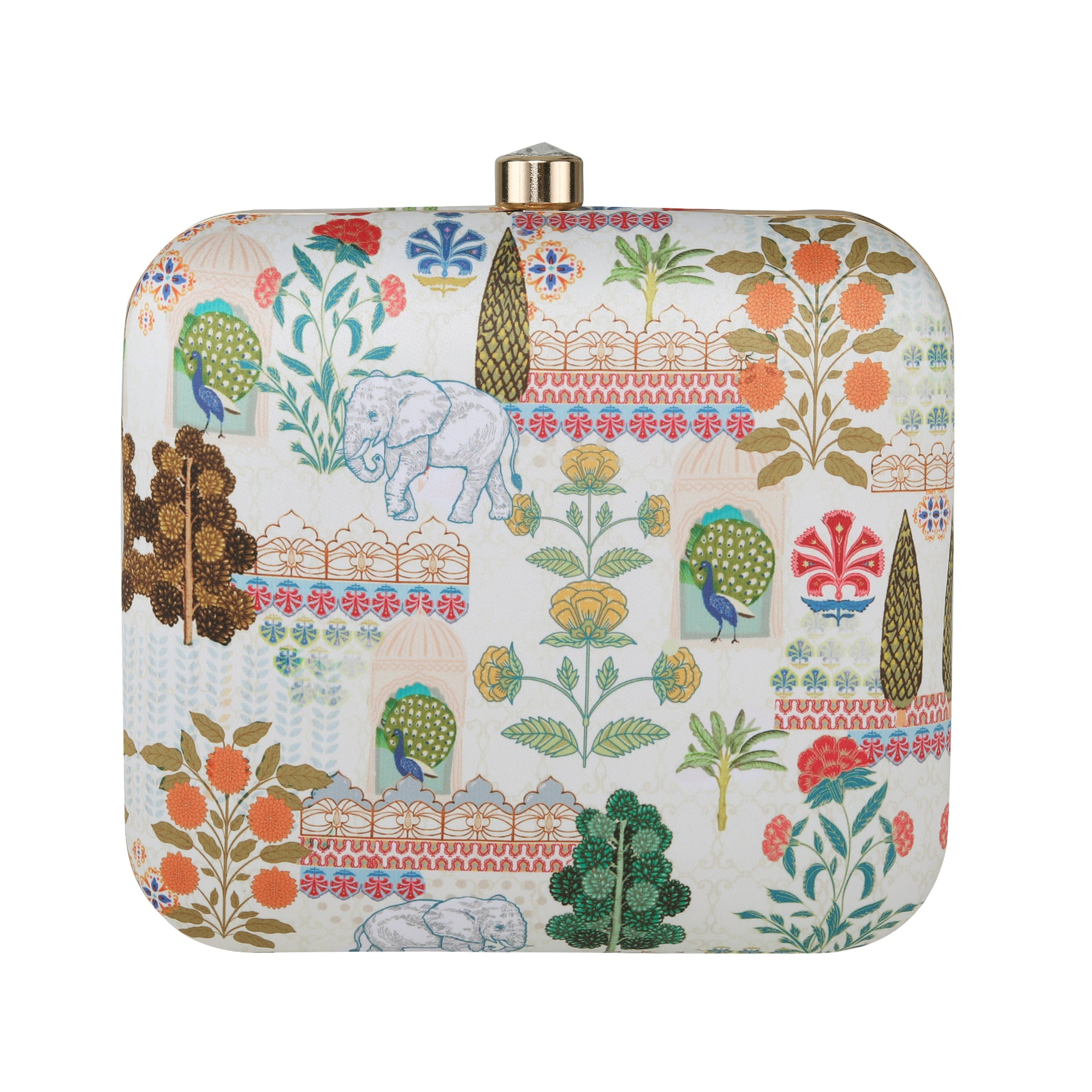 Traditional Mughal Garden printed clutch
