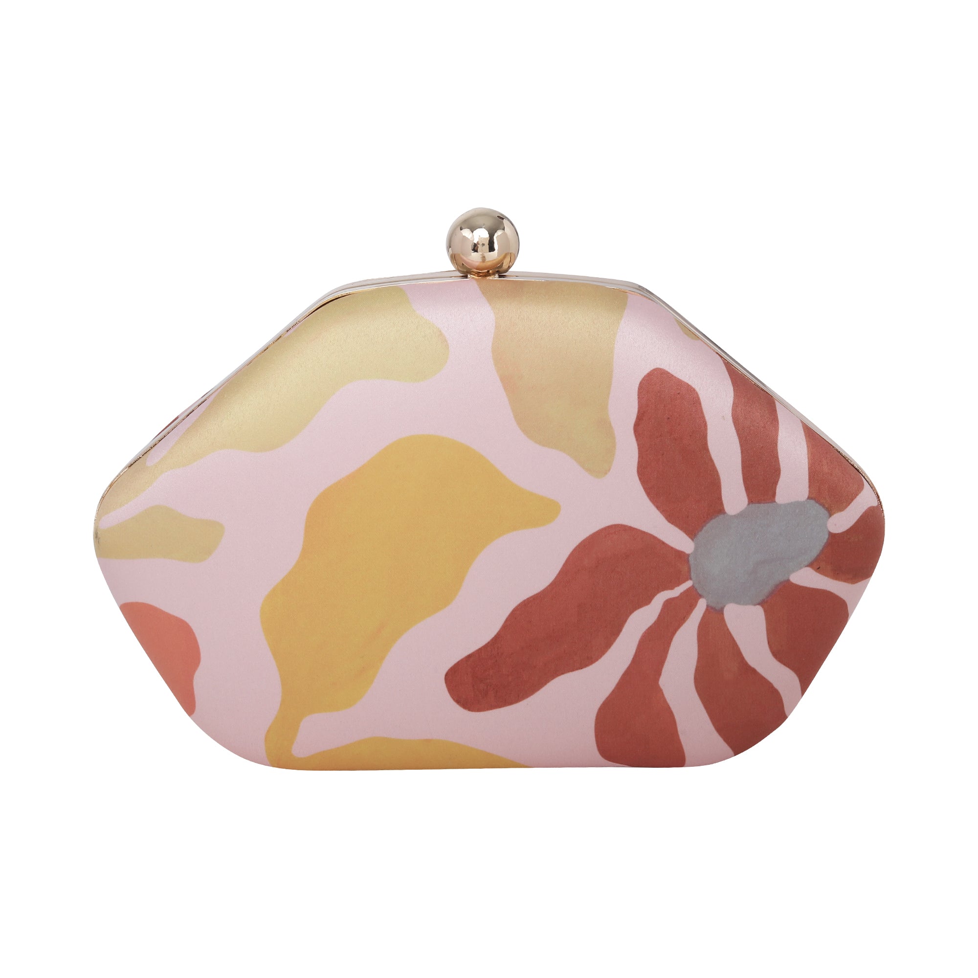 White Pastel Floral Printed Clutch