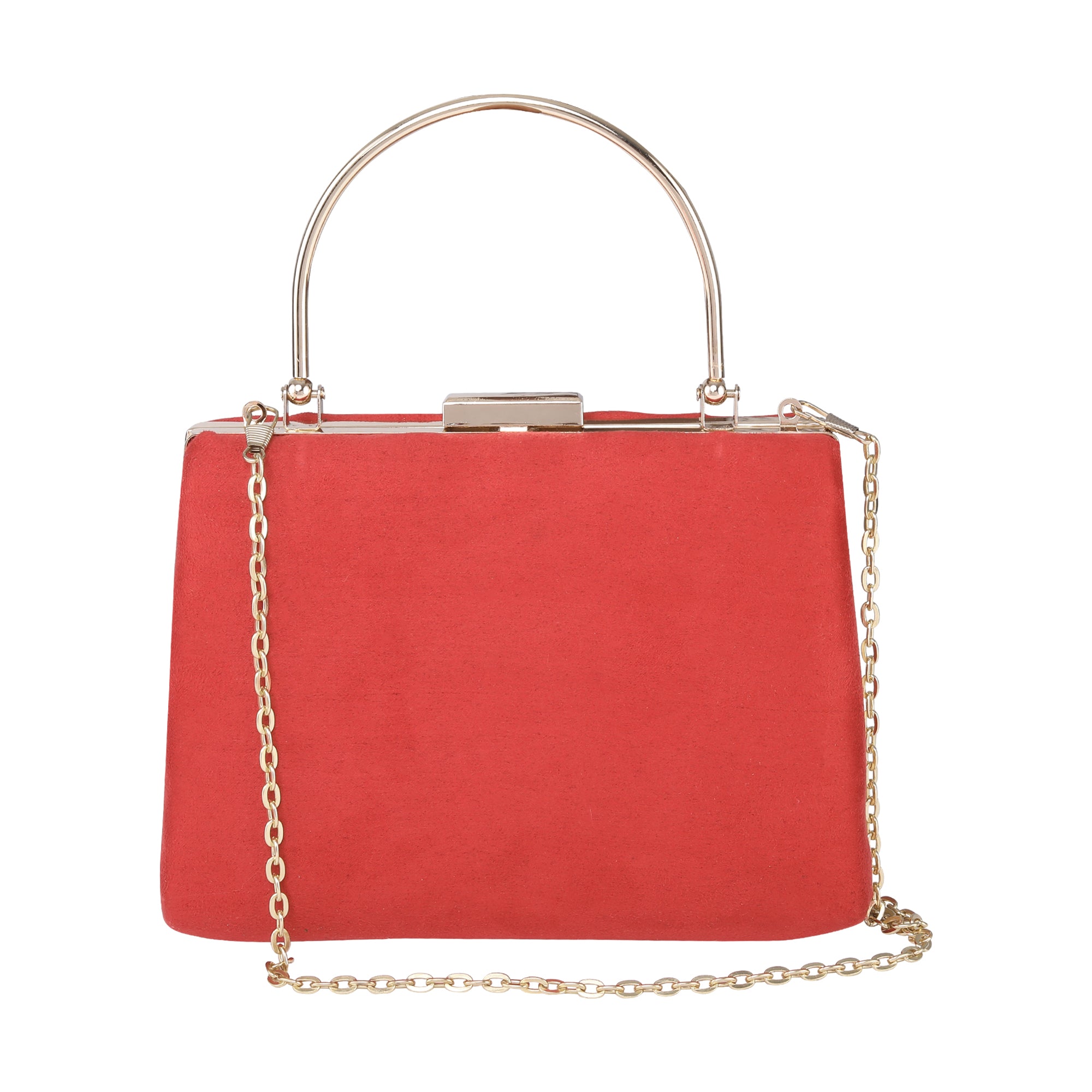 Plum red fabric clutch