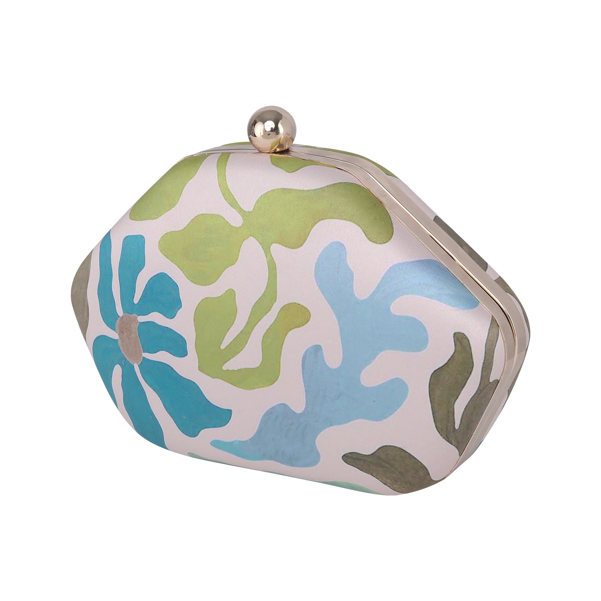 White Pastel Floral Printed Clutch