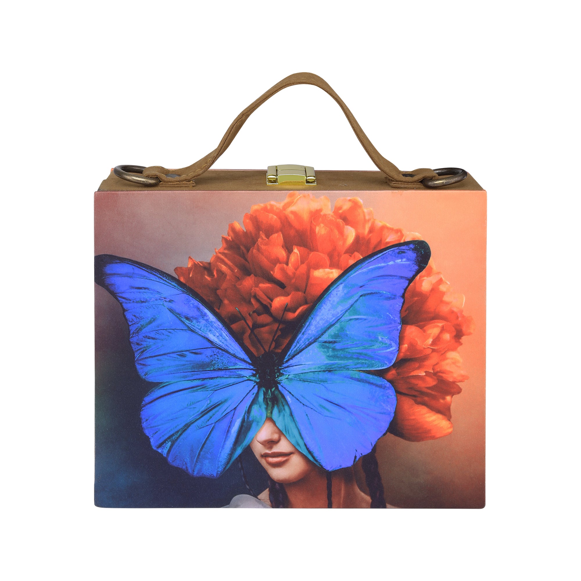 Butterfly Girl Printed Suitcase Style Clutch