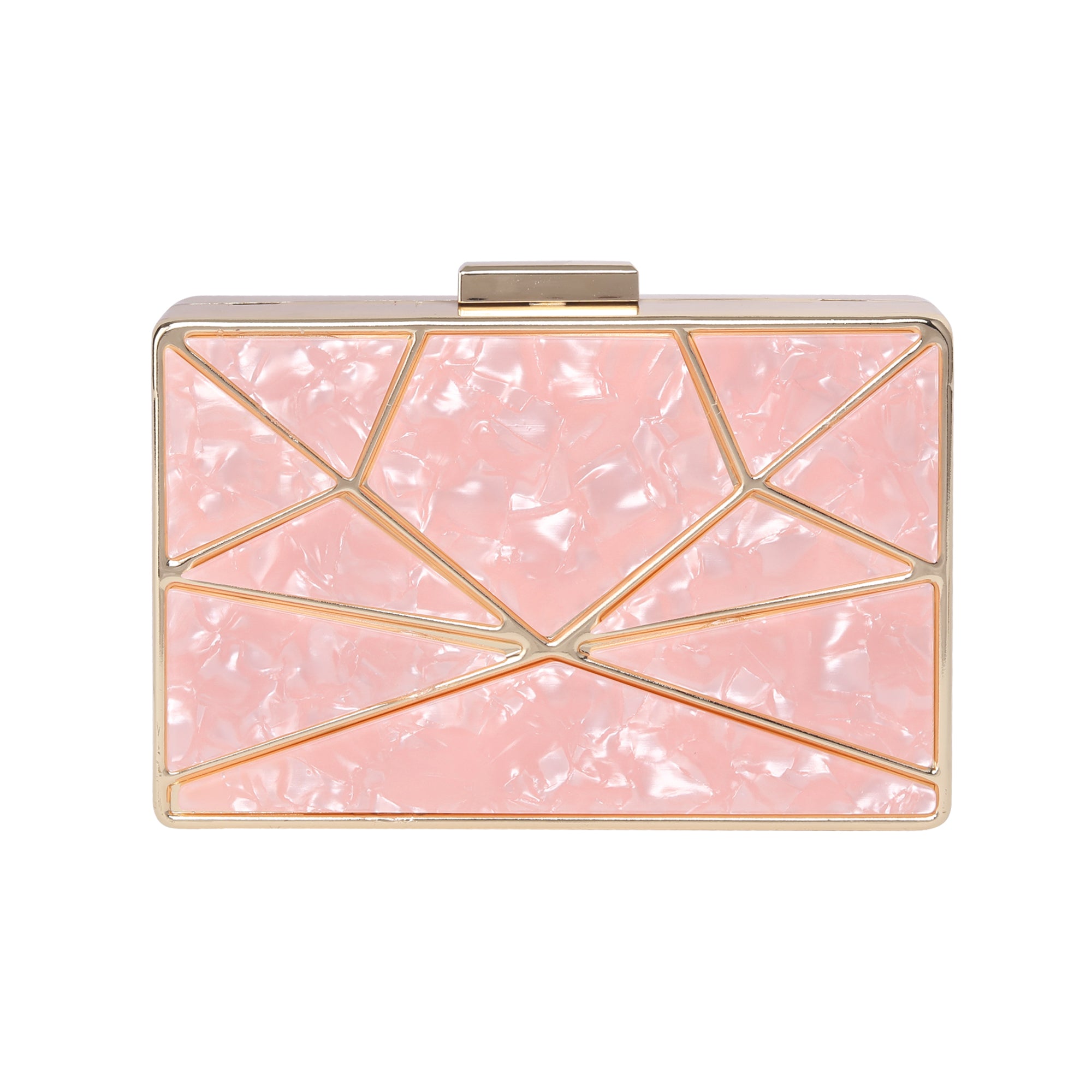 Pink Acrylic Cutout Metal Clutch