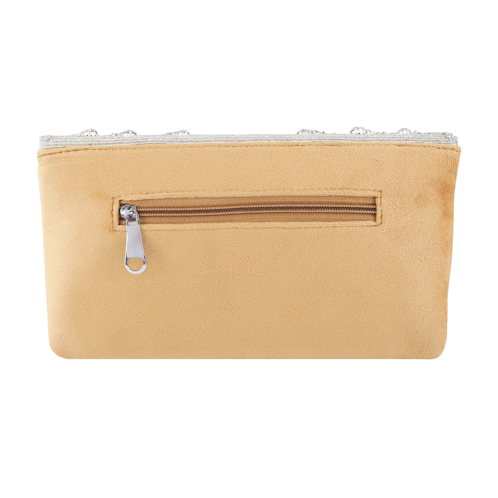 Stone Flap Clutch | Mustard Colour | Mesmerizing arrangement of sparkling stones