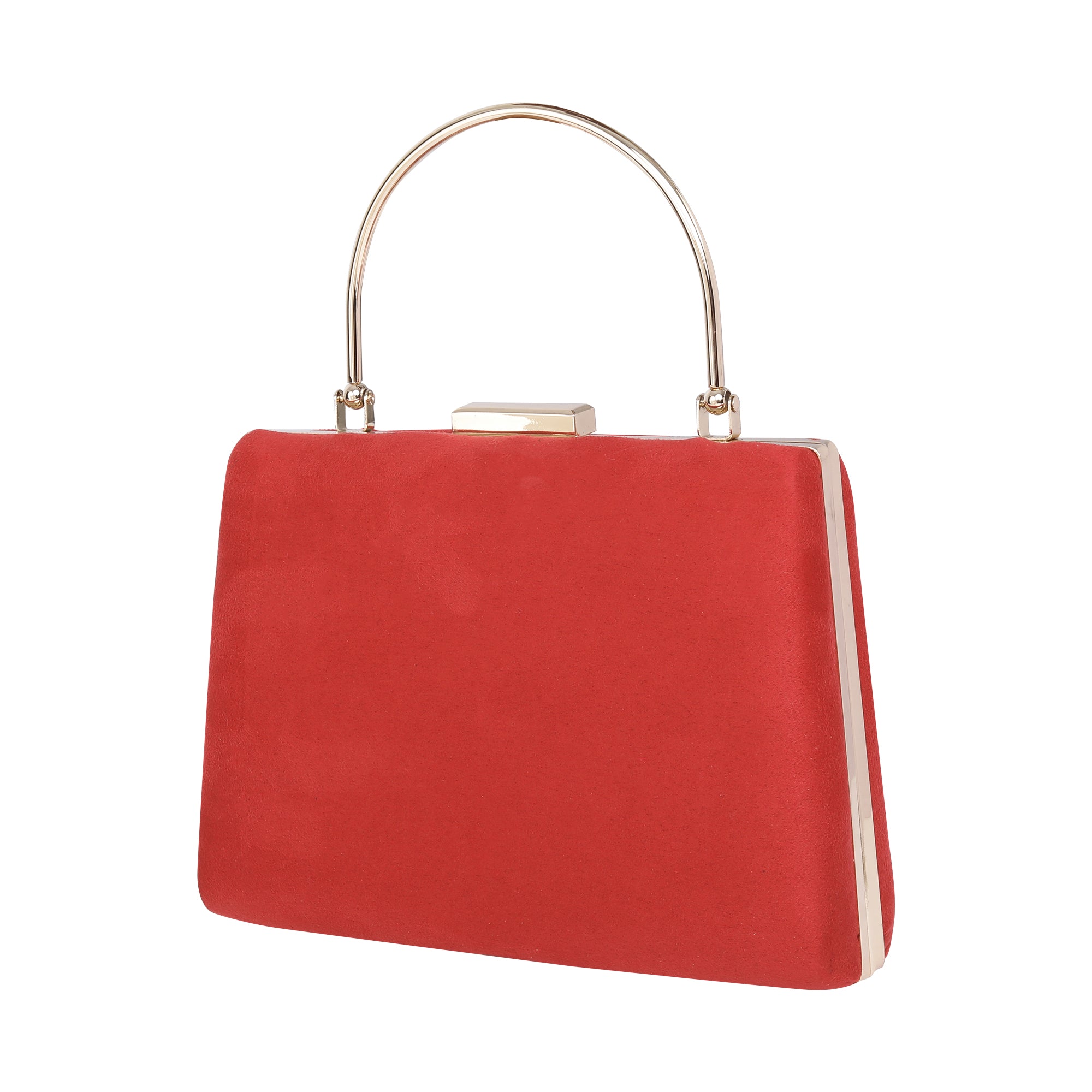 Plum red fabric clutch