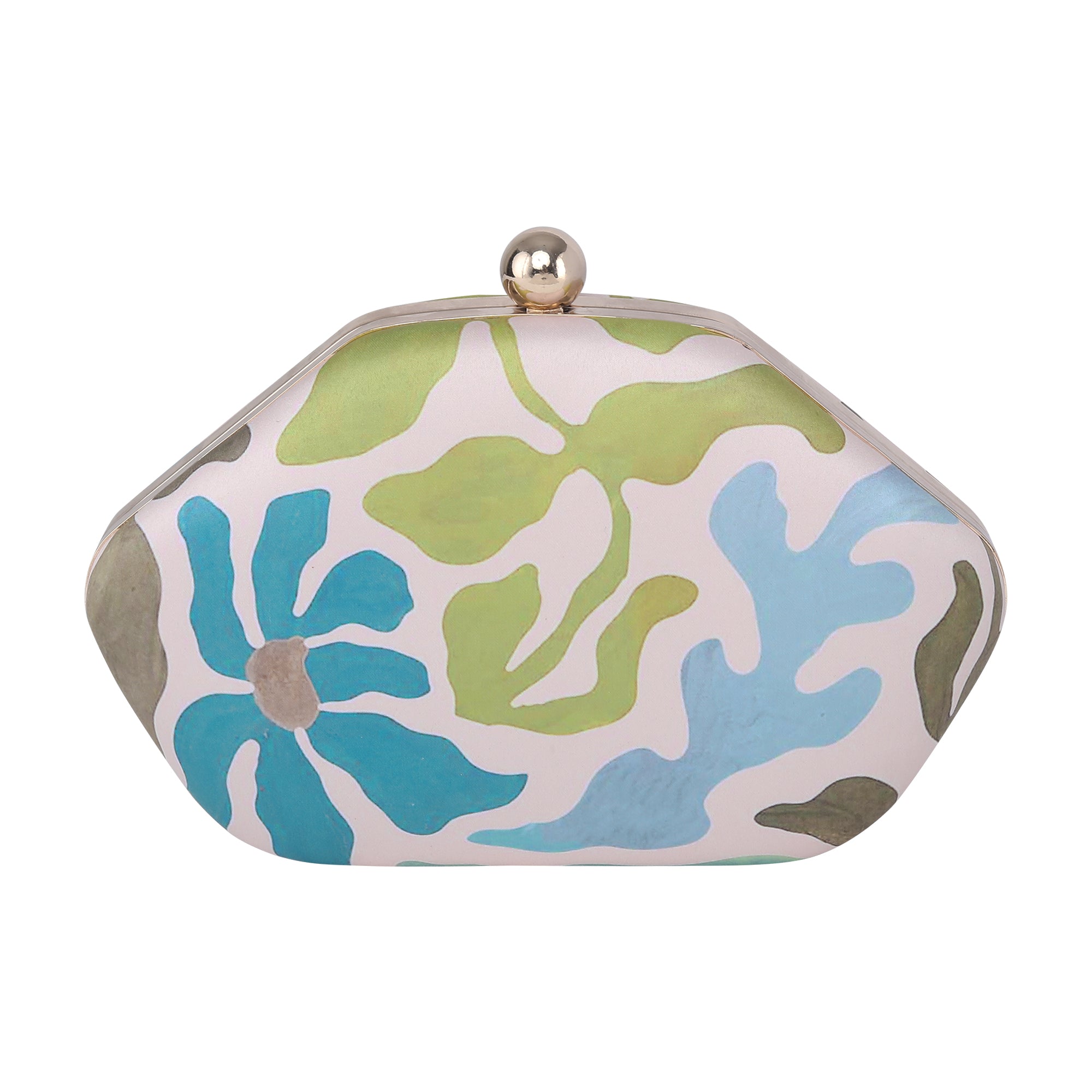 White Pastel Floral Printed Clutch