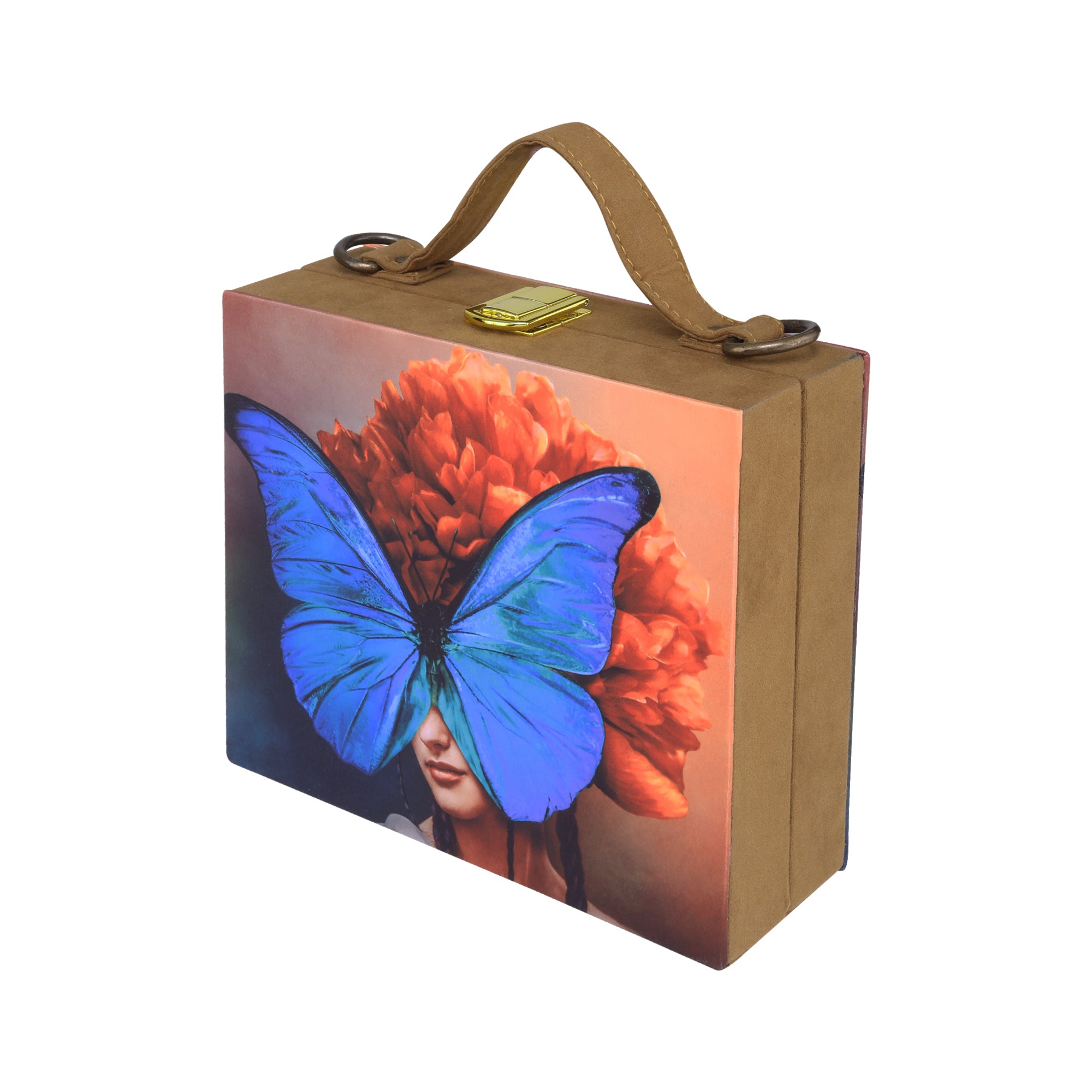 Butterfly Girl Printed Suitcase Style Clutch