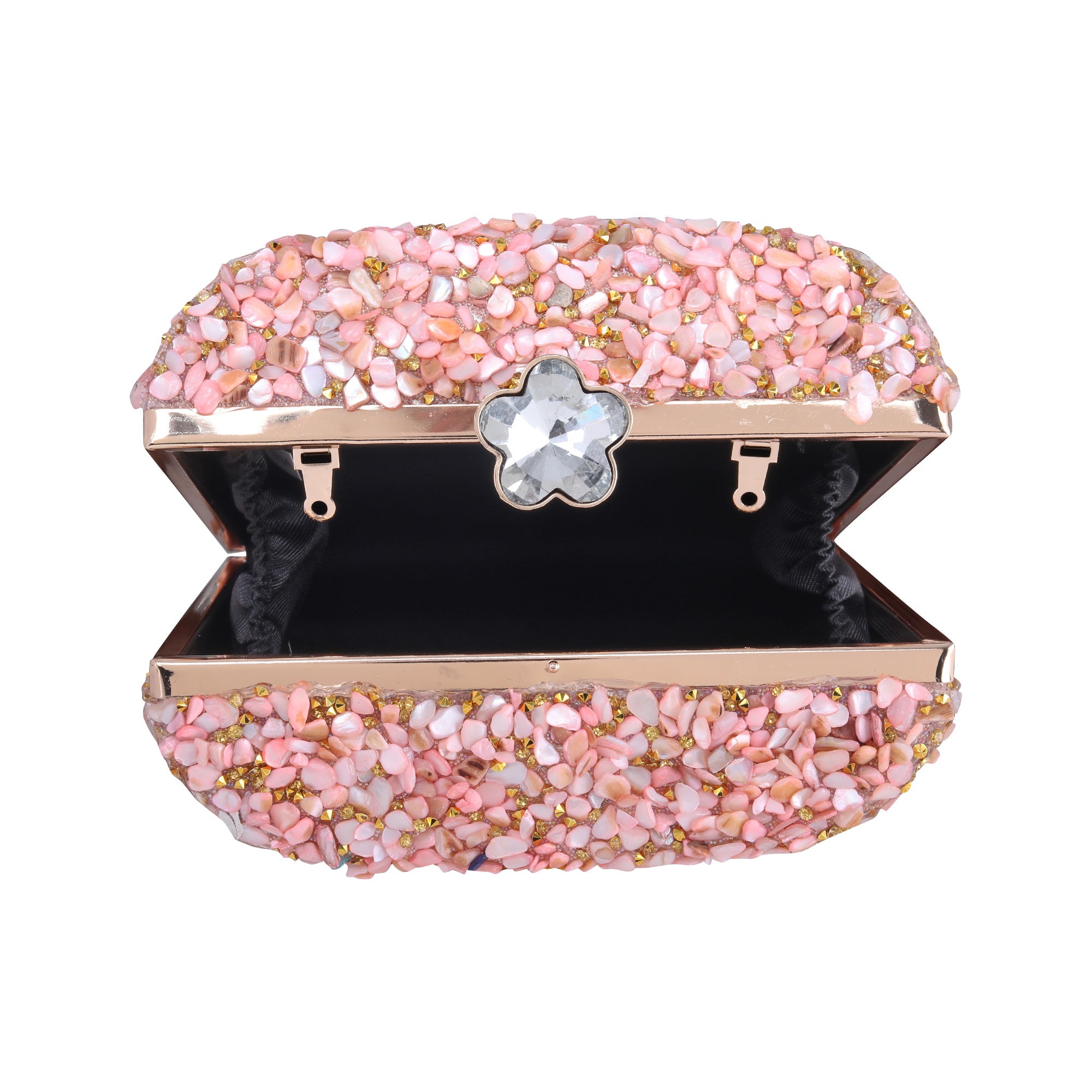 Pink Gravel Stone Metallic Evening Clutch