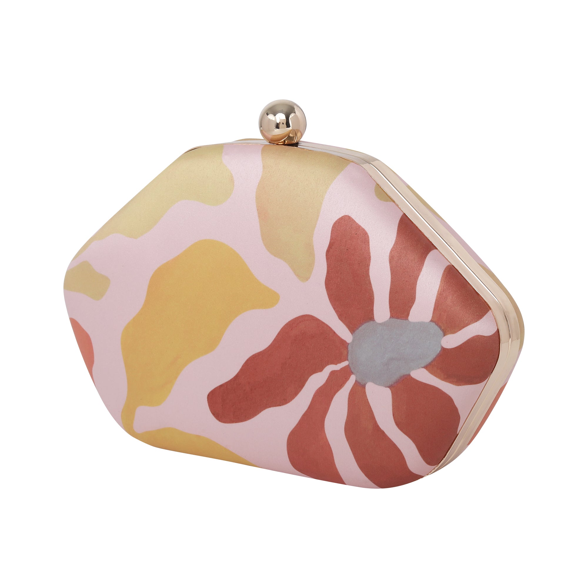 White Pastel Floral Printed Clutch