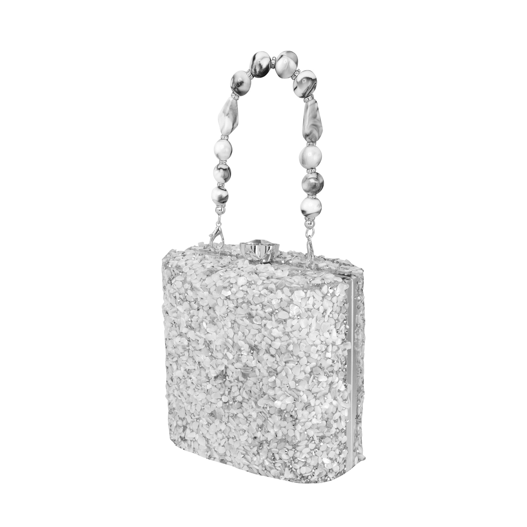 Grey Gravel Stone Metallic Evening Clutch