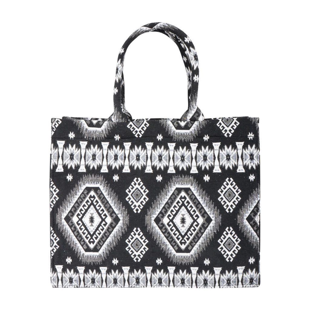 Vintage Jacquard tote bag with utility pouch