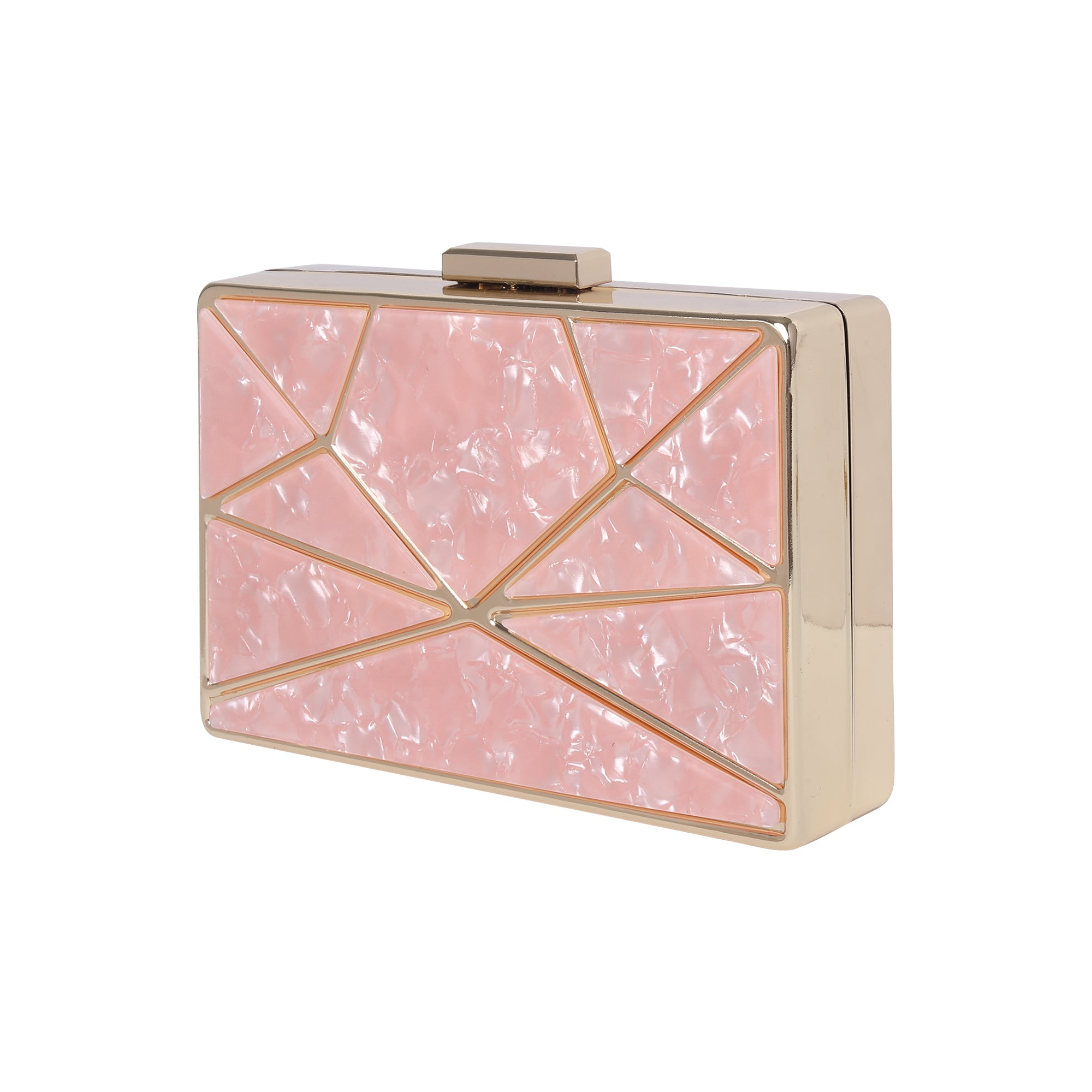 Pink Acrylic Cutout Metal Clutch