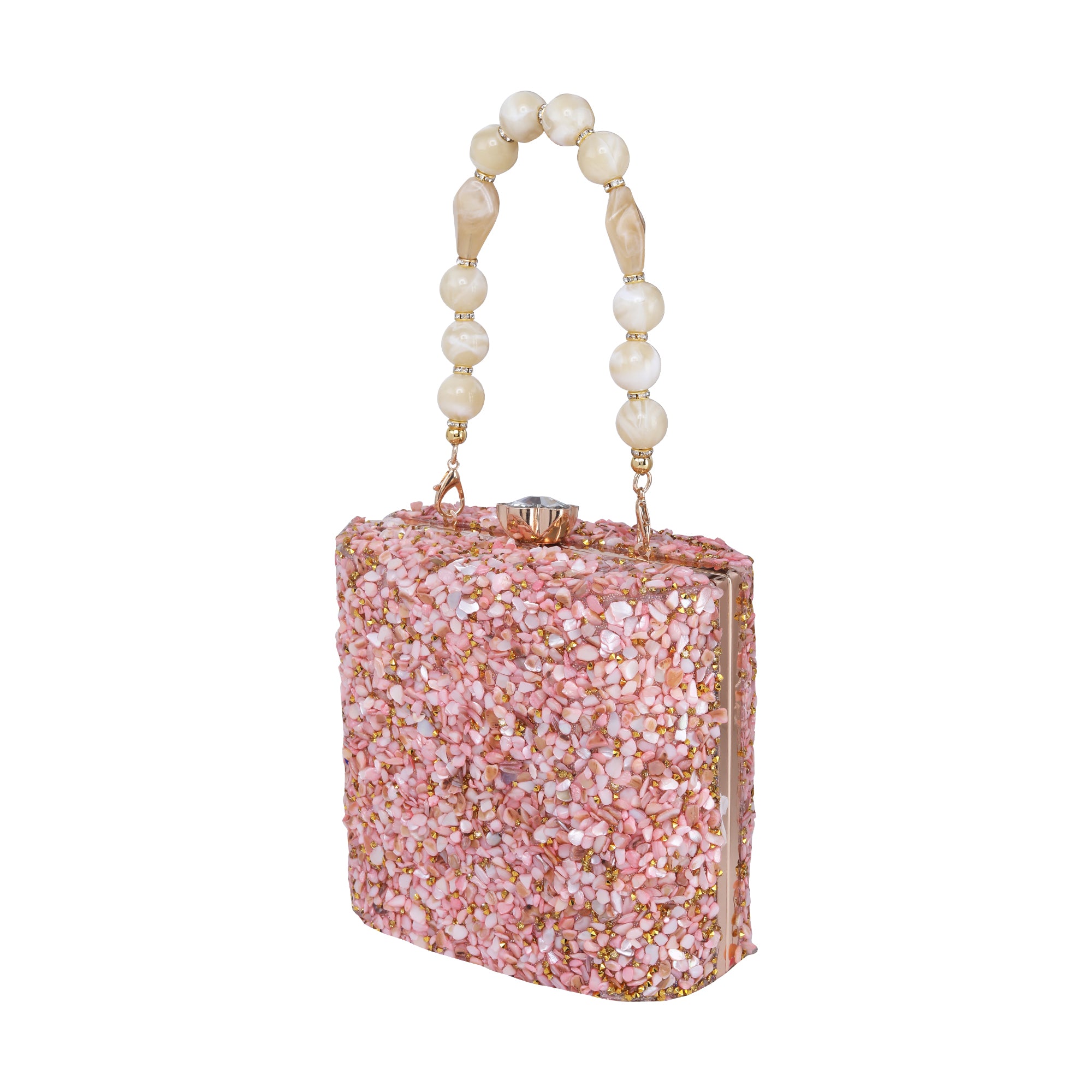 Pink Gravel Stone Metallic Evening Clutch