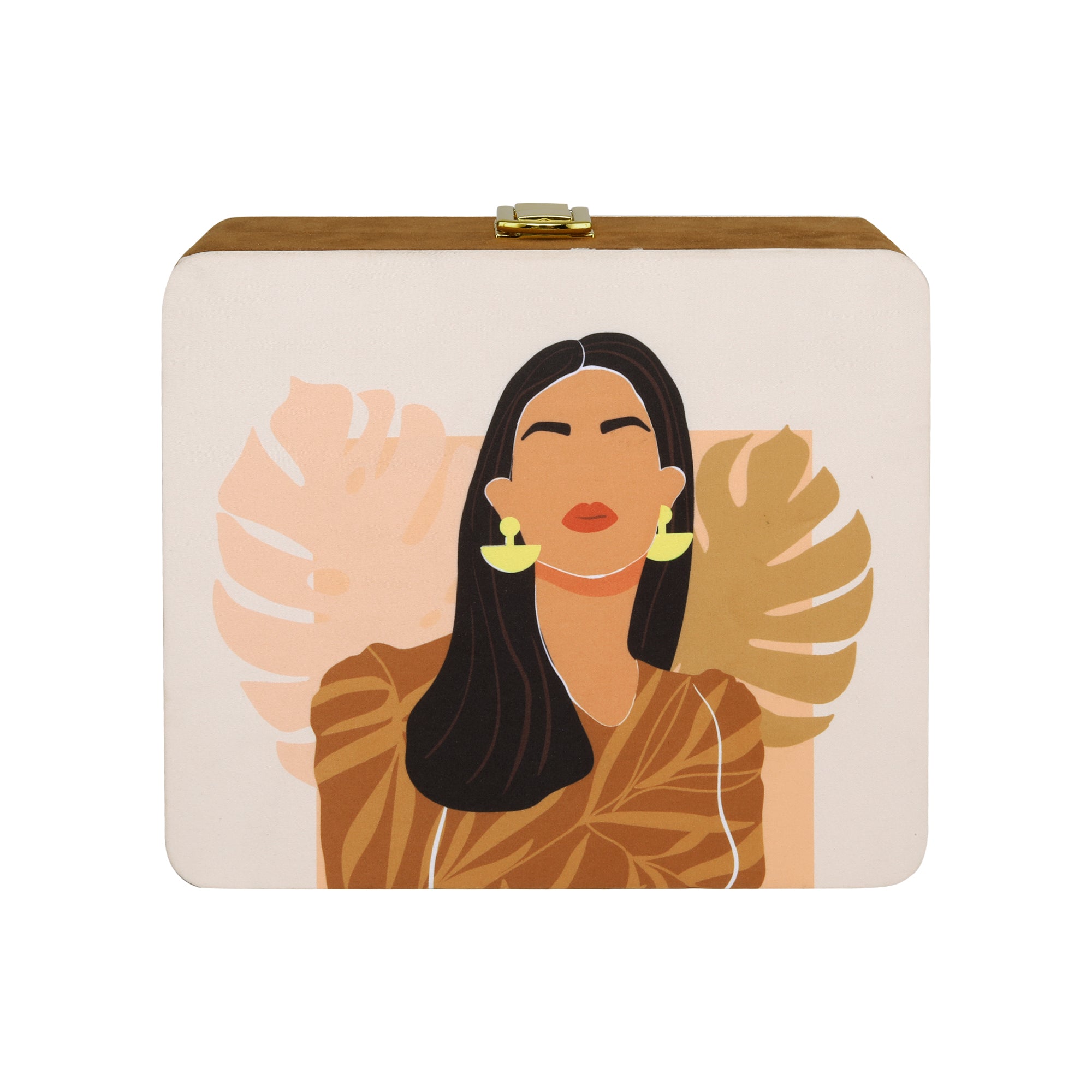 Women Portrait  Printed Suitcase Style Clutch