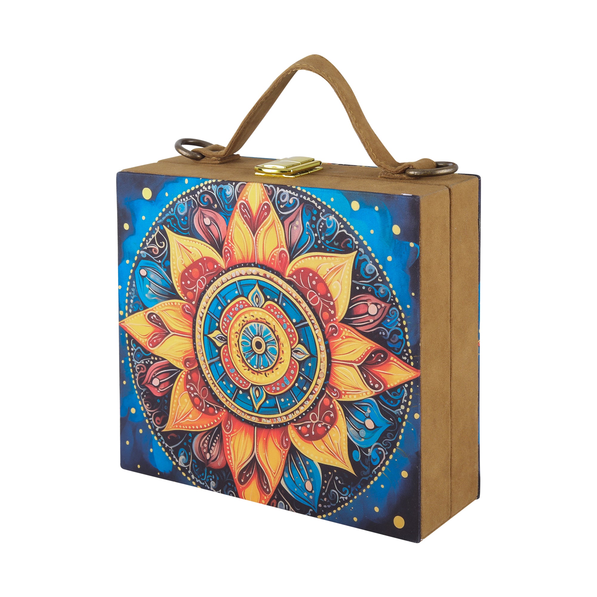 Mandala Printed Suitcase style clutch