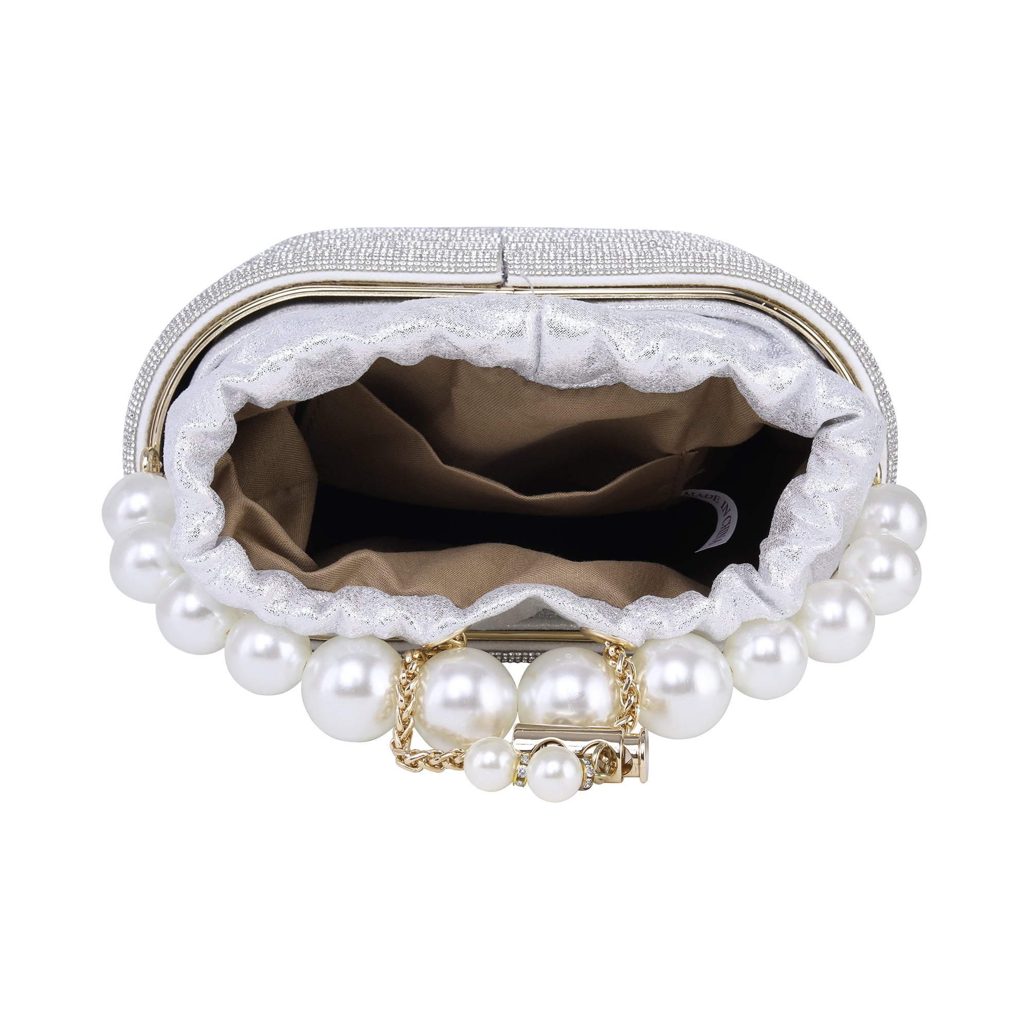 Rhinestone partyware bucket bag | Silver colour