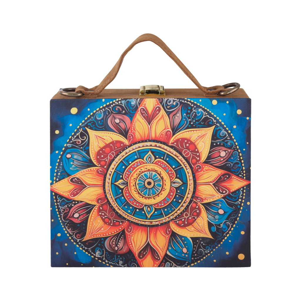 Mandala Printed Suitcase style clutch