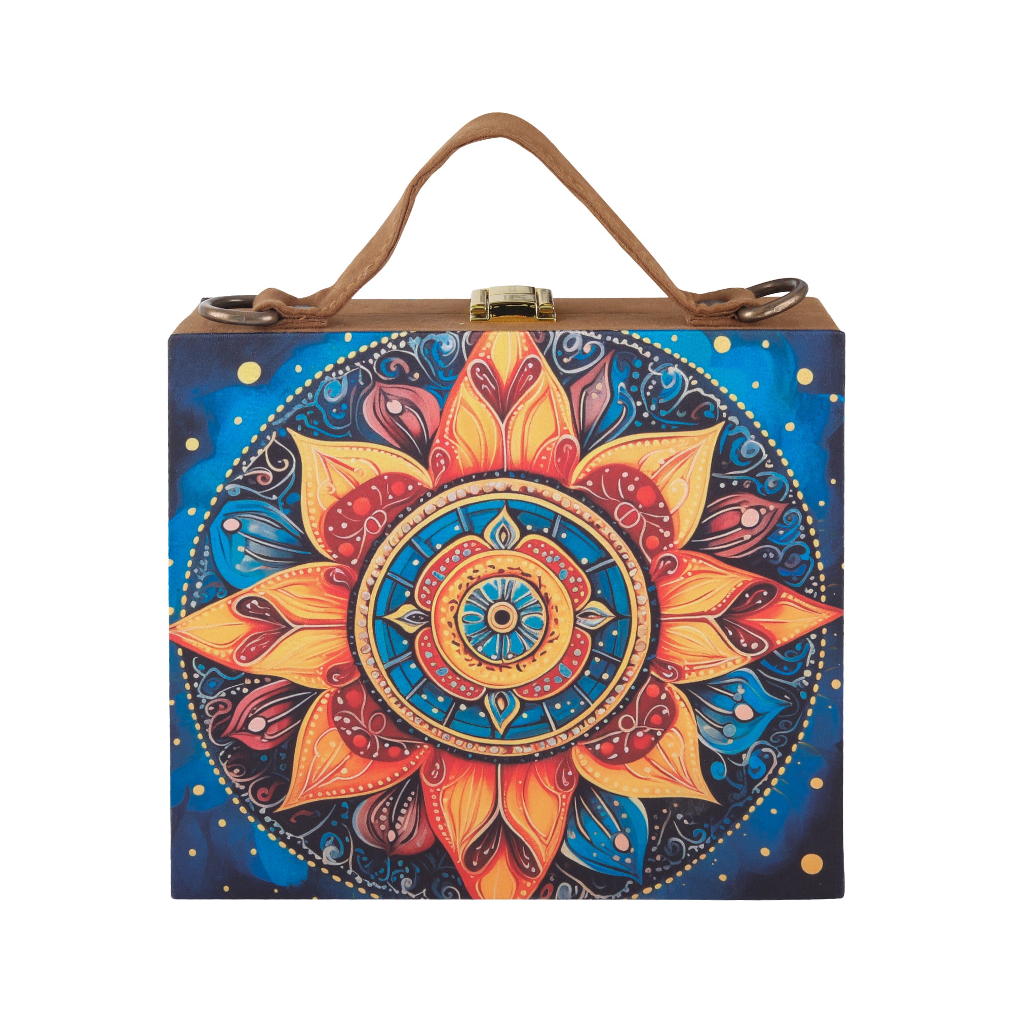 Mandala Printed Suitcase style clutch