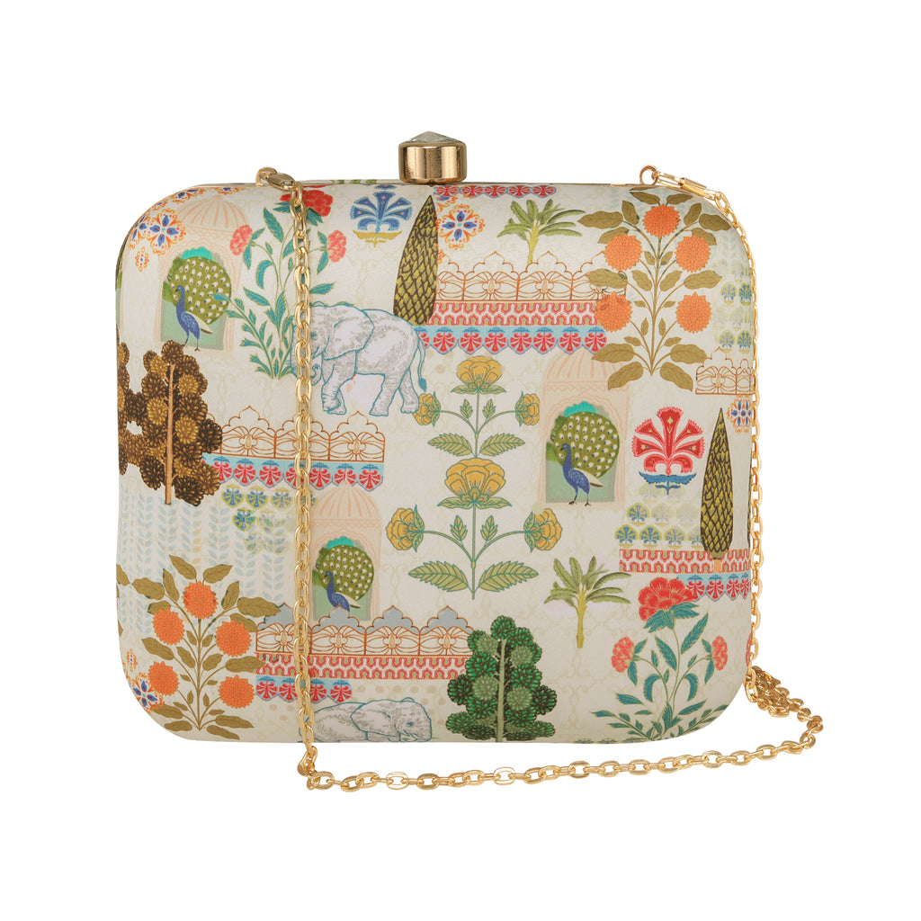 Traditional Mughal Garden printed clutch