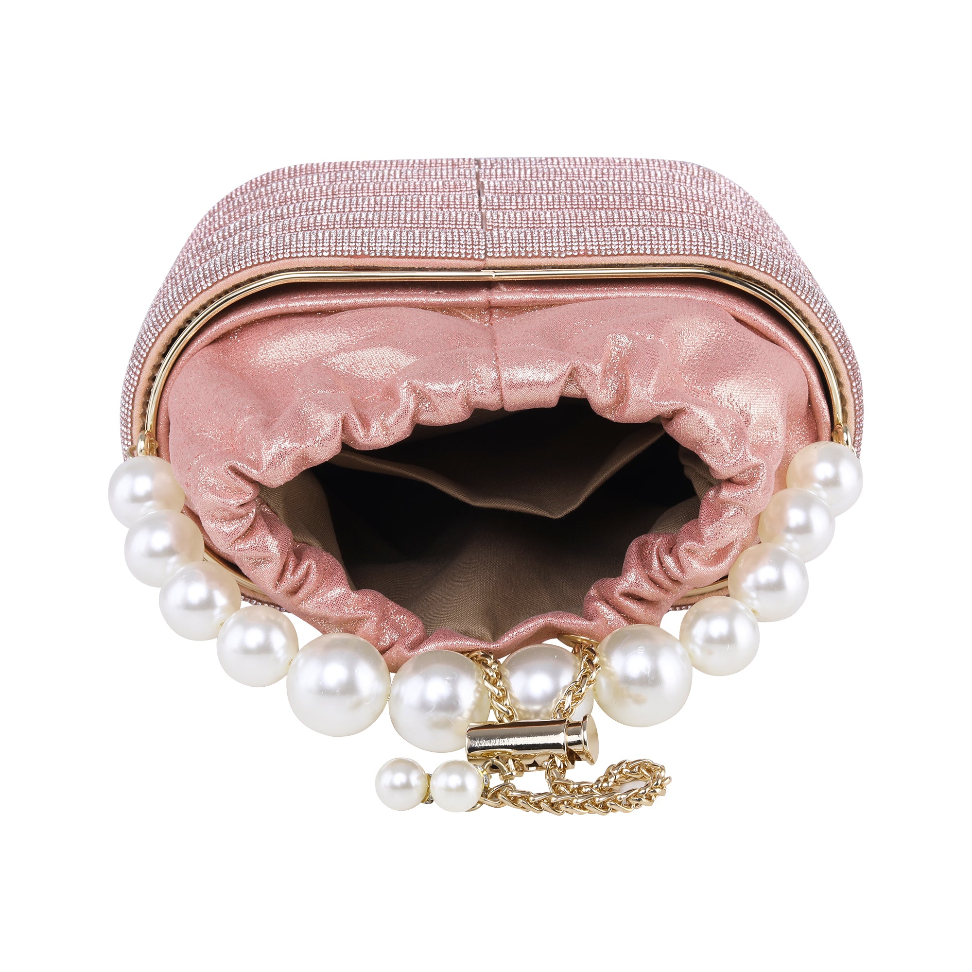 Rhinestone partyware bucket bag | Pink colour