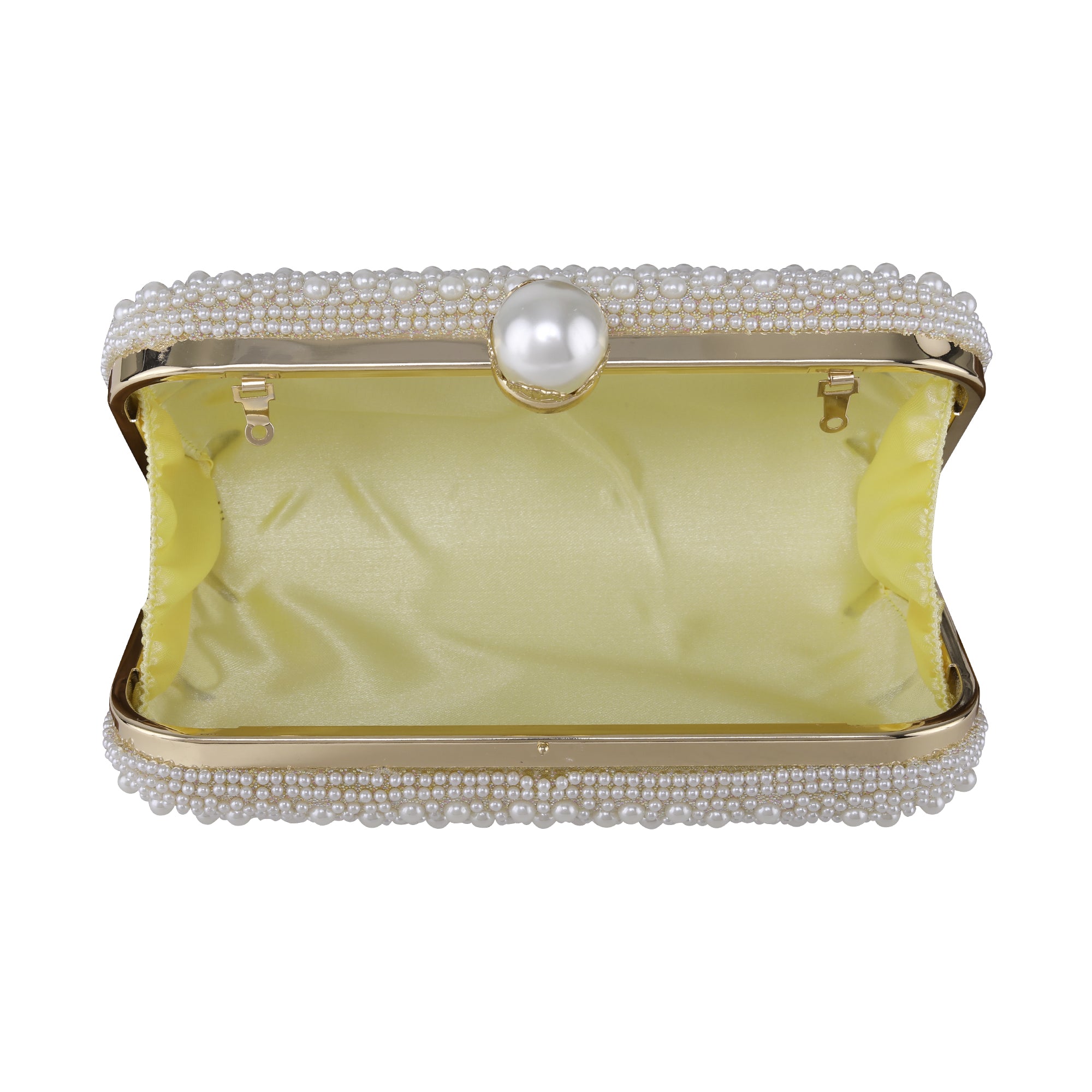 White Stripe pearl beaded evening clutch