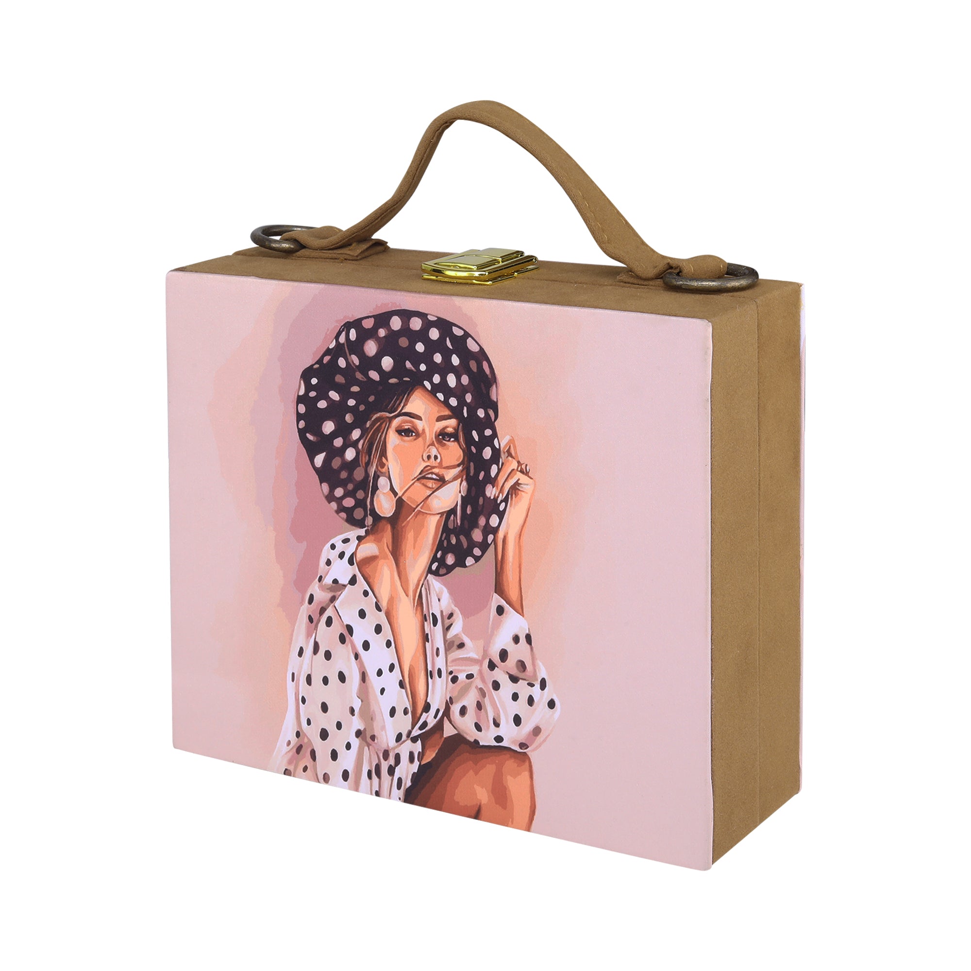 Stylish Girl Printed Suitcase Style Clutch