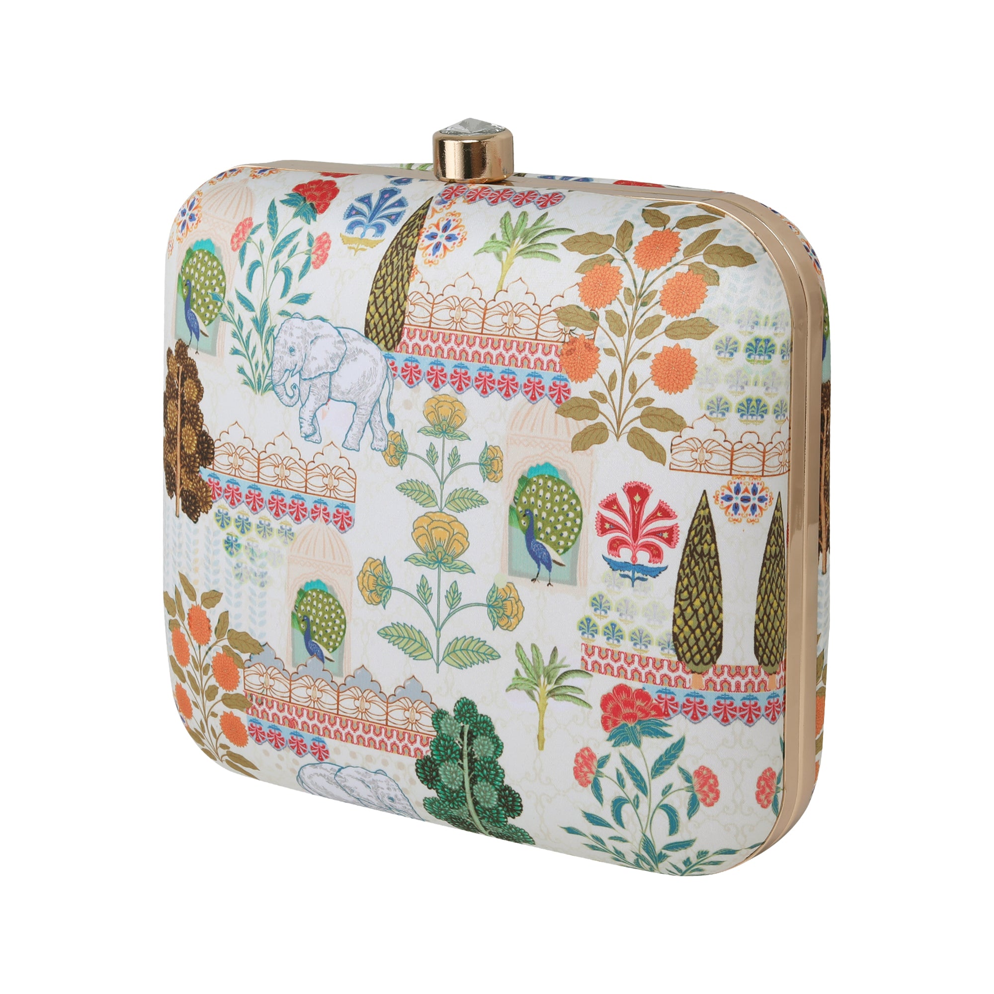 Traditional Mughal Garden printed clutch