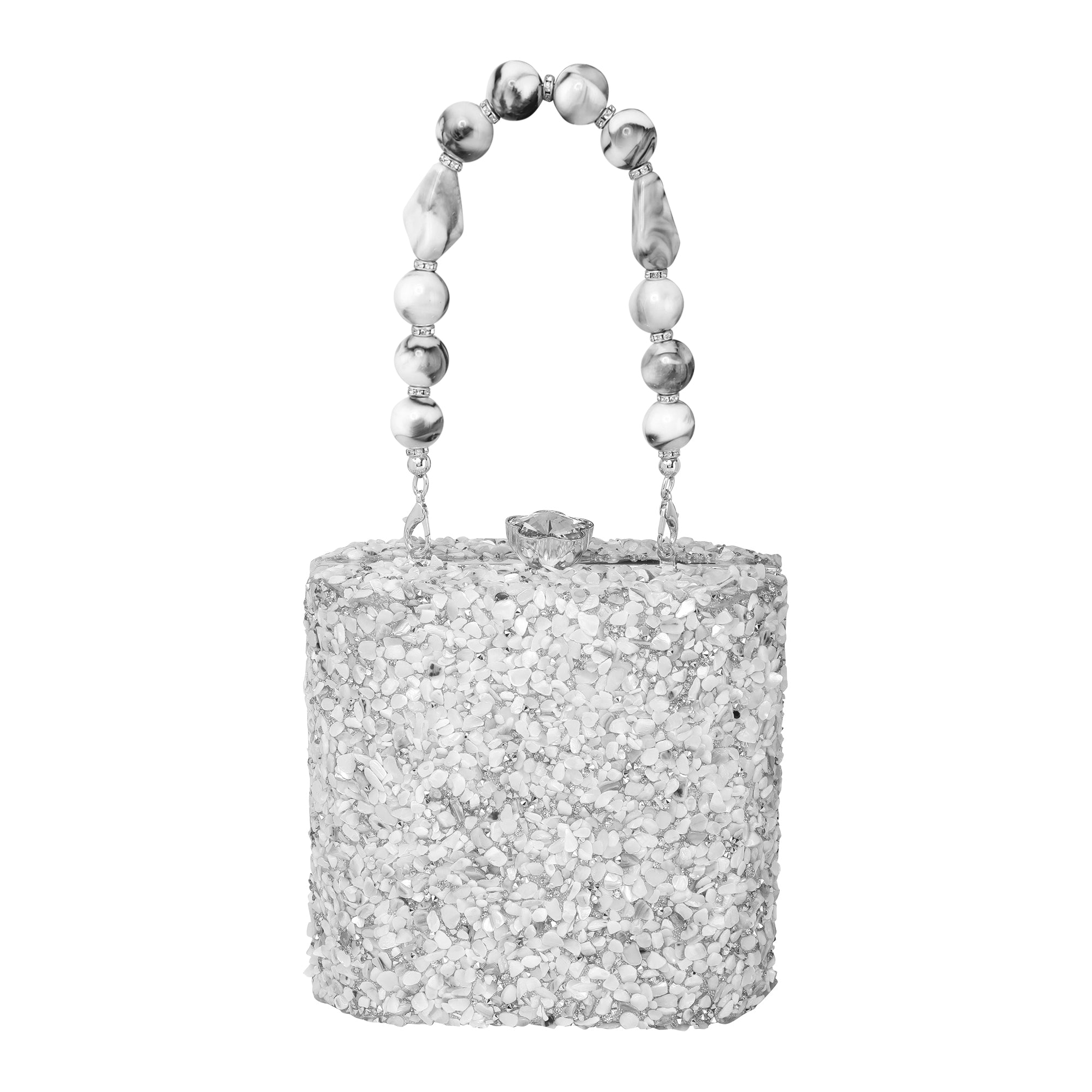 Grey Gravel Stone Metallic Evening Clutch