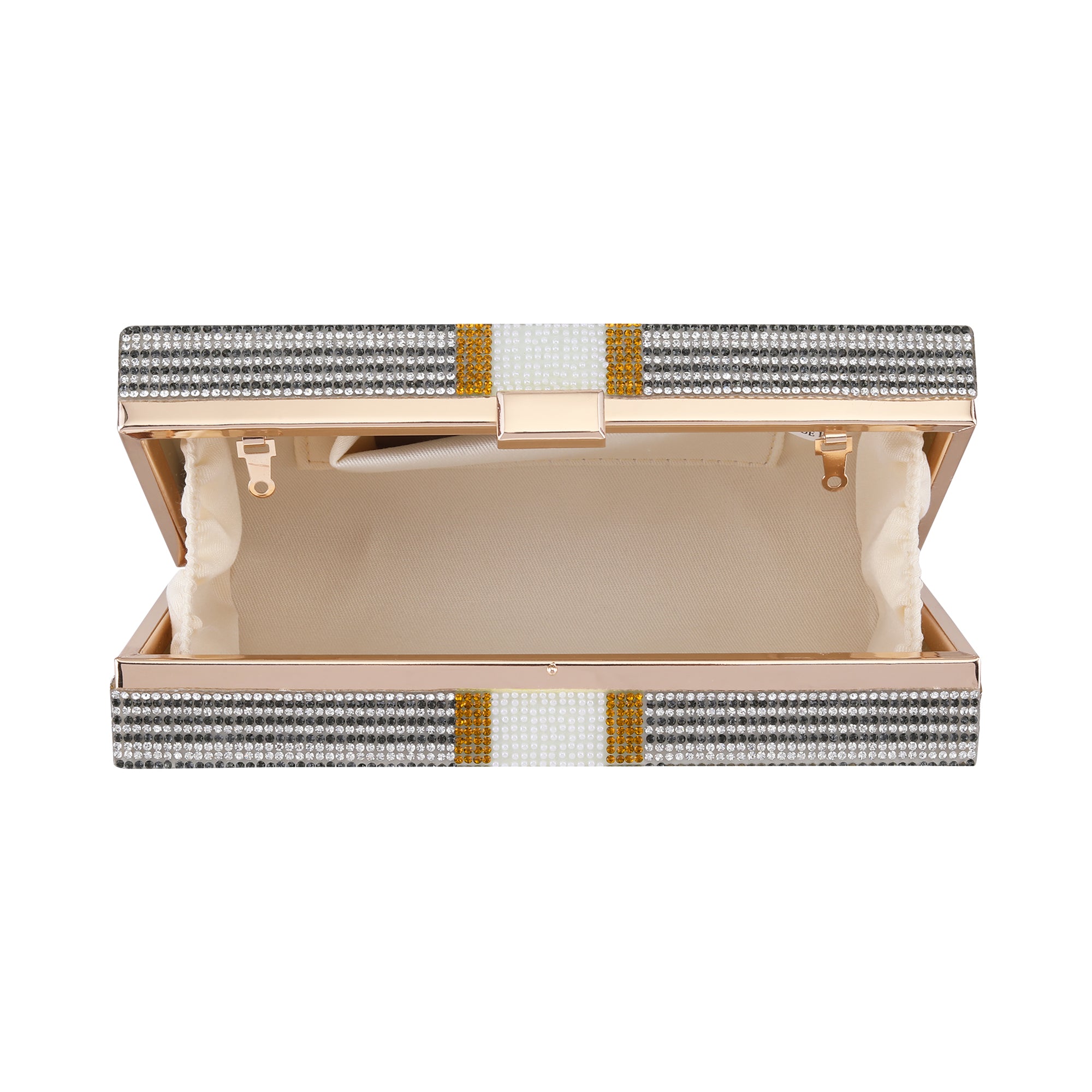 3D Dollar Evening Clutch |Black Crystal Colour | Rectangular metal frame clutch