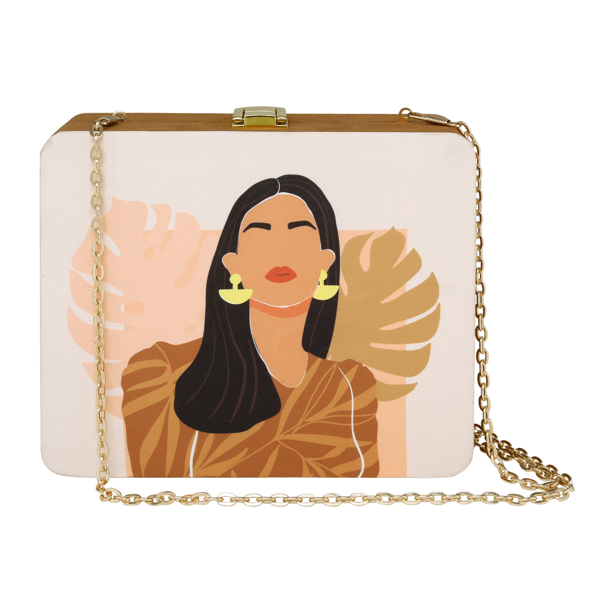 Women Portrait  Printed Suitcase Style Clutch