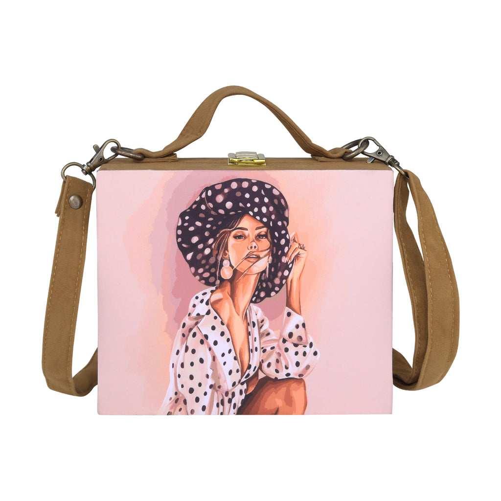 Stylish Girl Printed Suitcase Style Clutch
