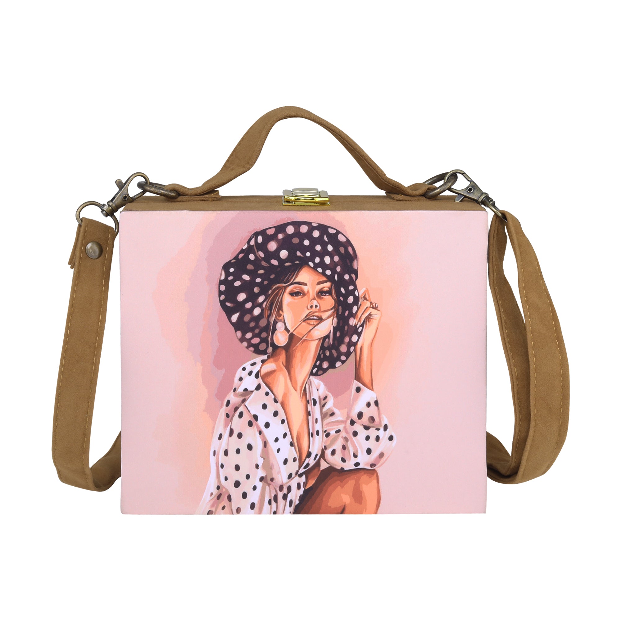 Stylish Girl Printed Suitcase Style Clutch