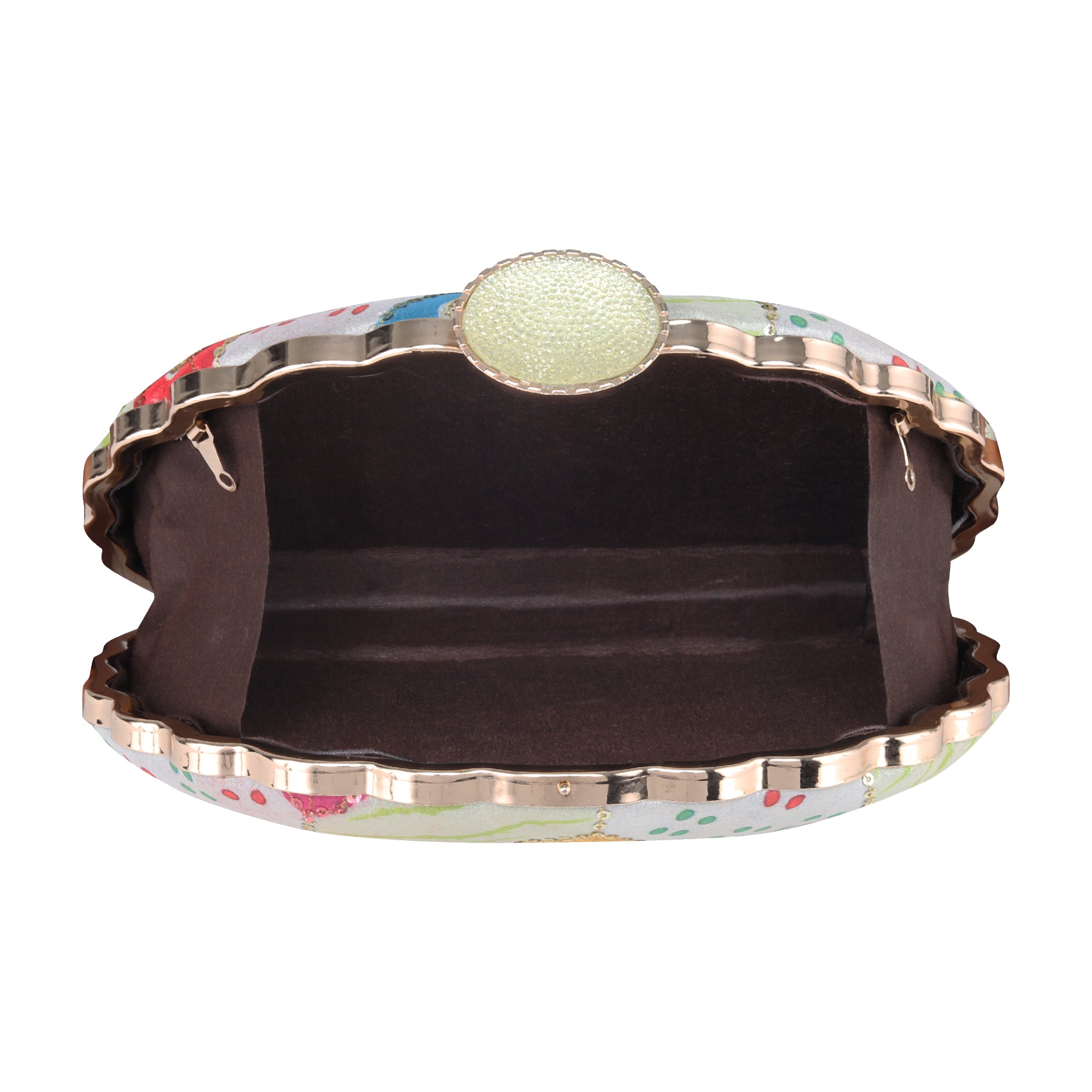 Multicoloured Sequins Embroidered Party Clutch