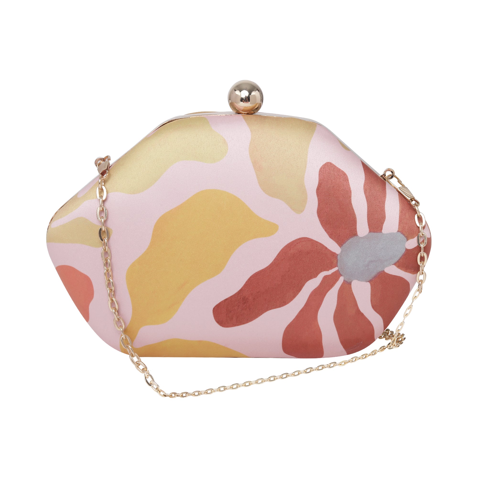 White Pastel Floral Printed Clutch