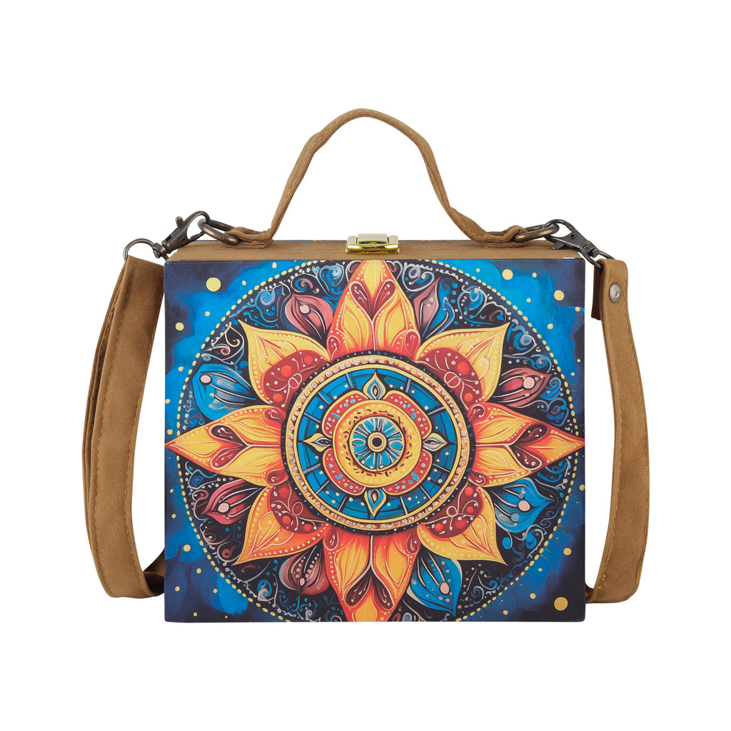 Mandala Printed Suitcase style clutch